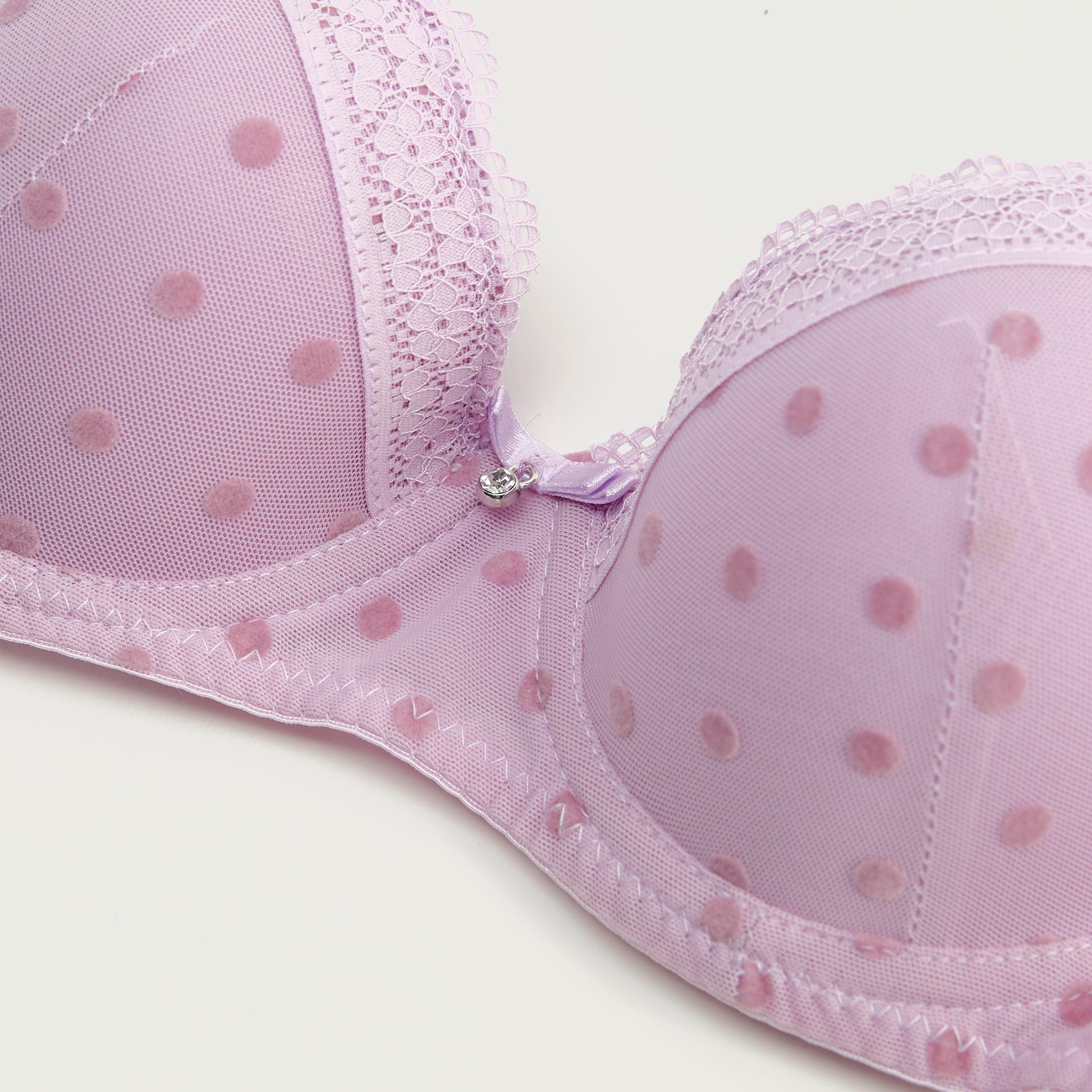 صدريّة بلانج مبطّنة بطبعات منقّطة وأحزمة قابلة للتّعديل-women-clothing-lingerie-bras-image-2