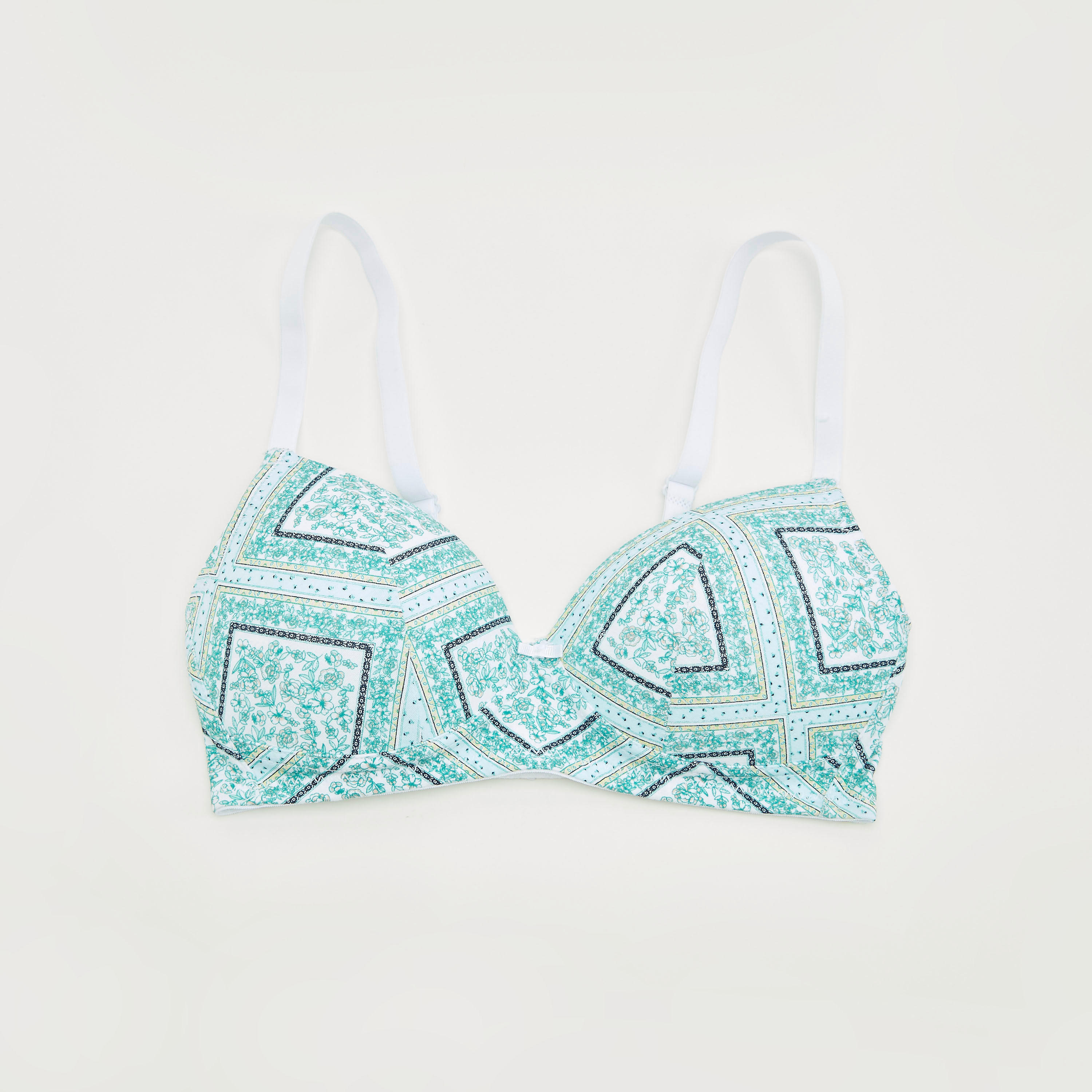 Printed Padded Demi Bra with Hook and Eye Closure-women-clothing-lingerie-bras-image-1