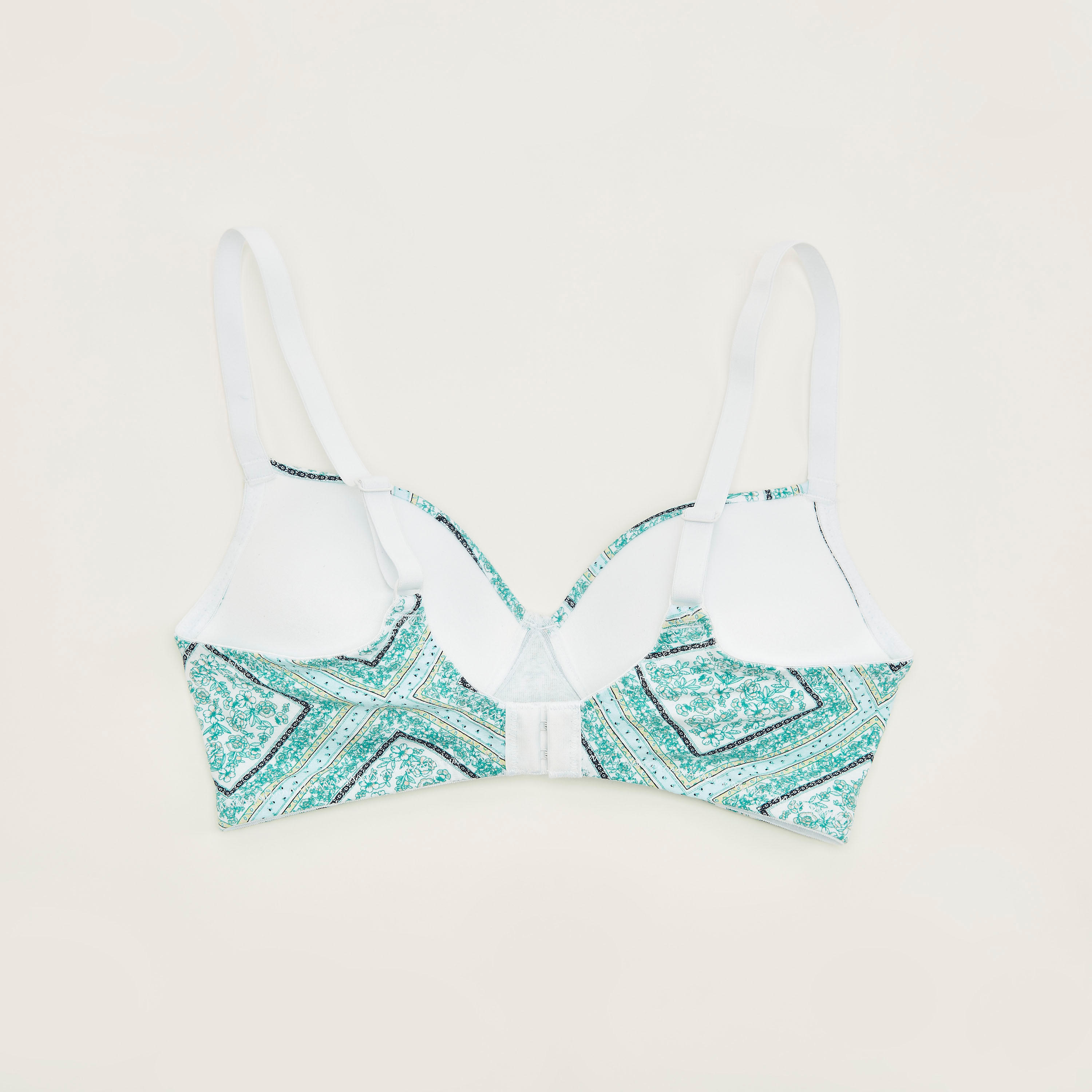 Printed Padded Demi Bra with Hook and Eye Closure-women-clothing-lingerie-bras-image-3