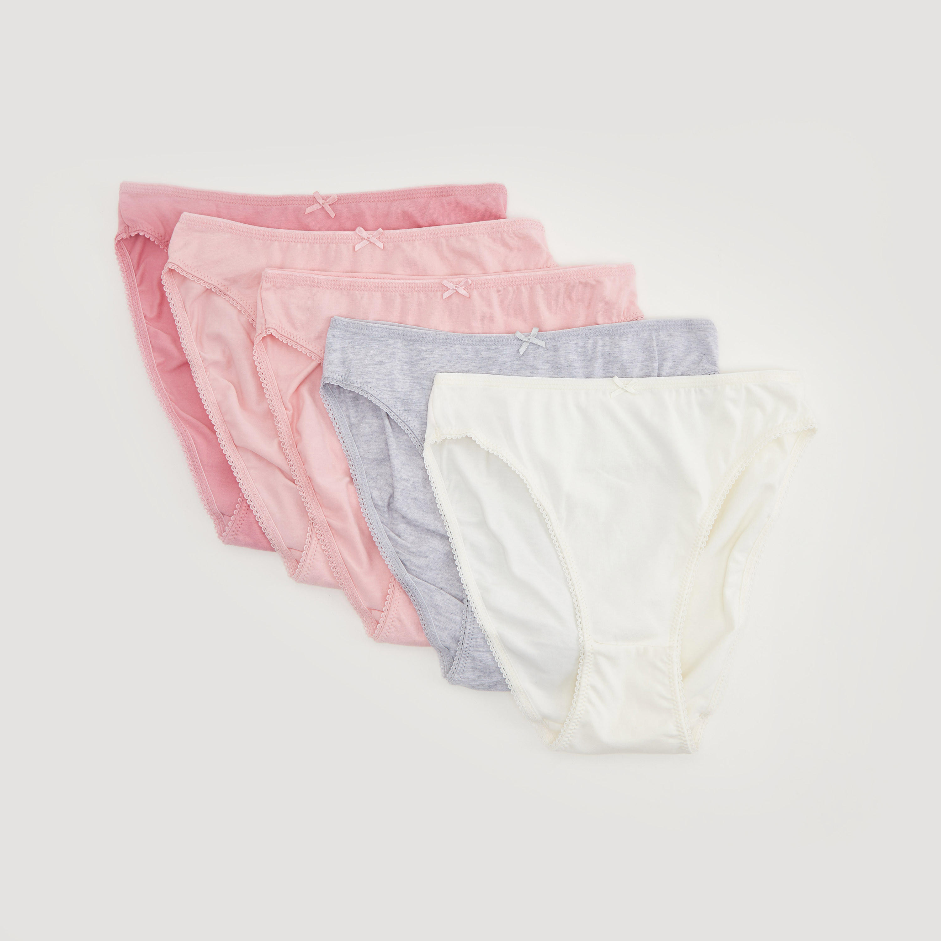 Set of 5 - Solid Hipster Briefs with Bow Accent-women-clothing-lingerie-panties-image-1