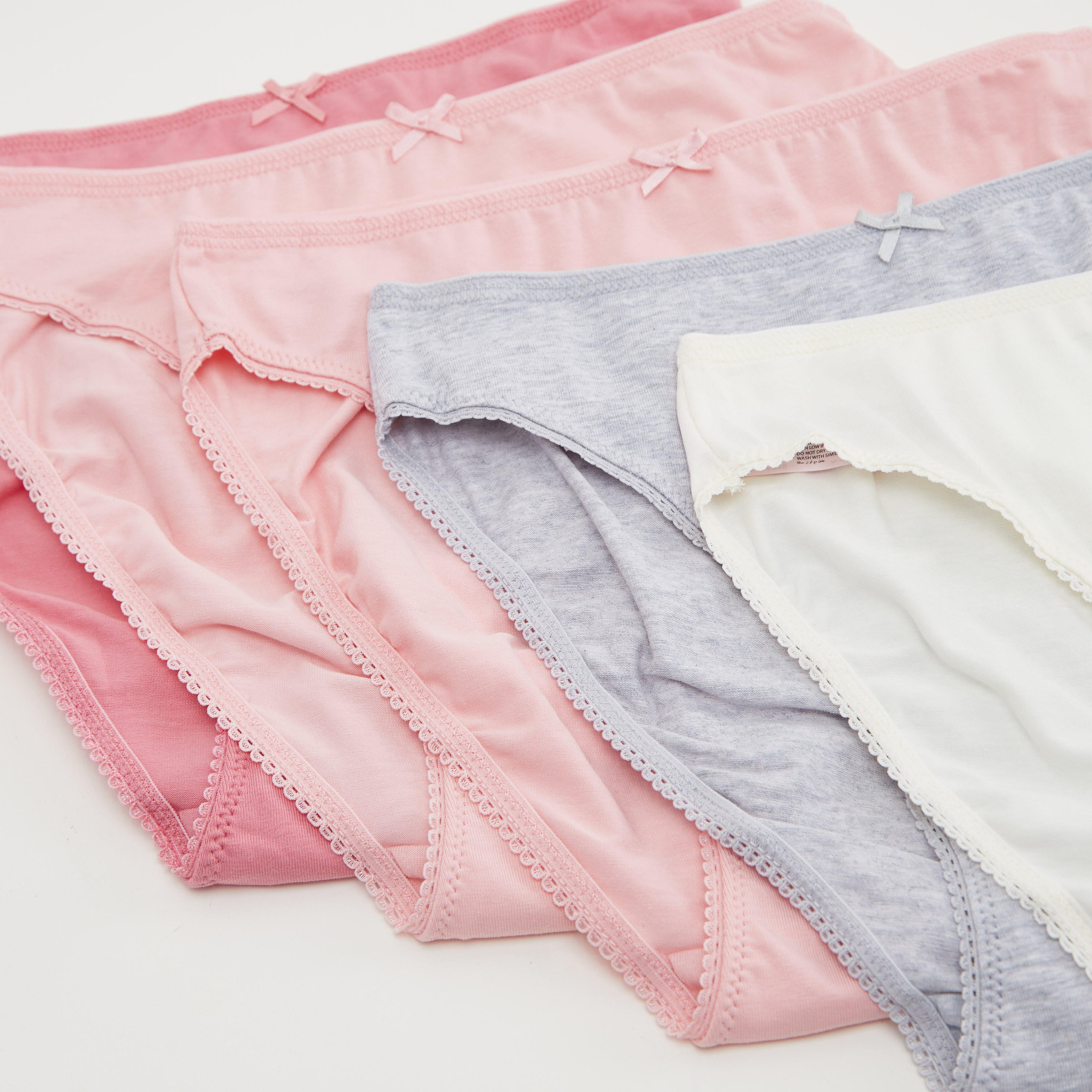 Set of 5 - Solid Hipster Briefs with Bow Accent-women-clothing-lingerie-panties-image-2