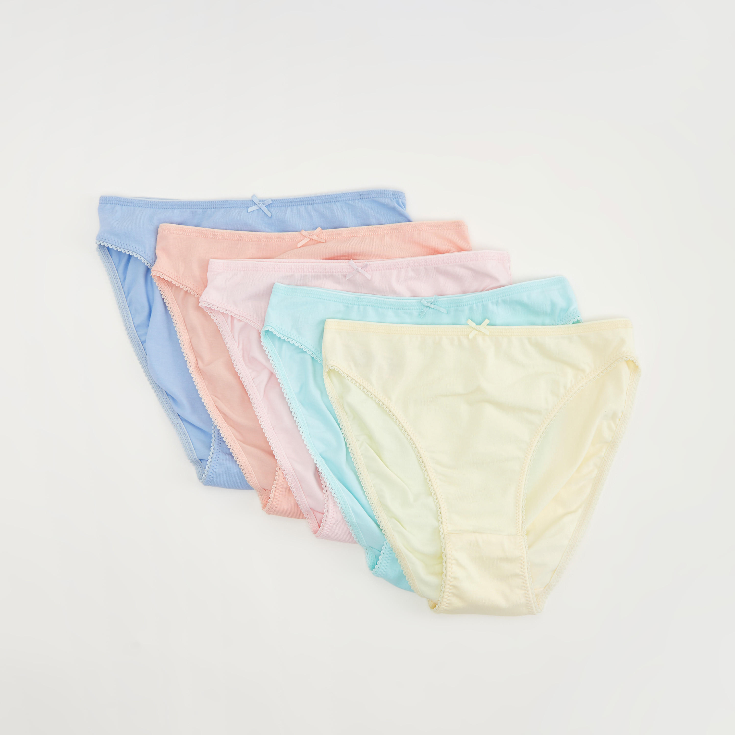 سراويل داخليّة هيبستر سادة بفيونكة - طقم من 5 قطع-women-clothing-lingerie-panties-image-4