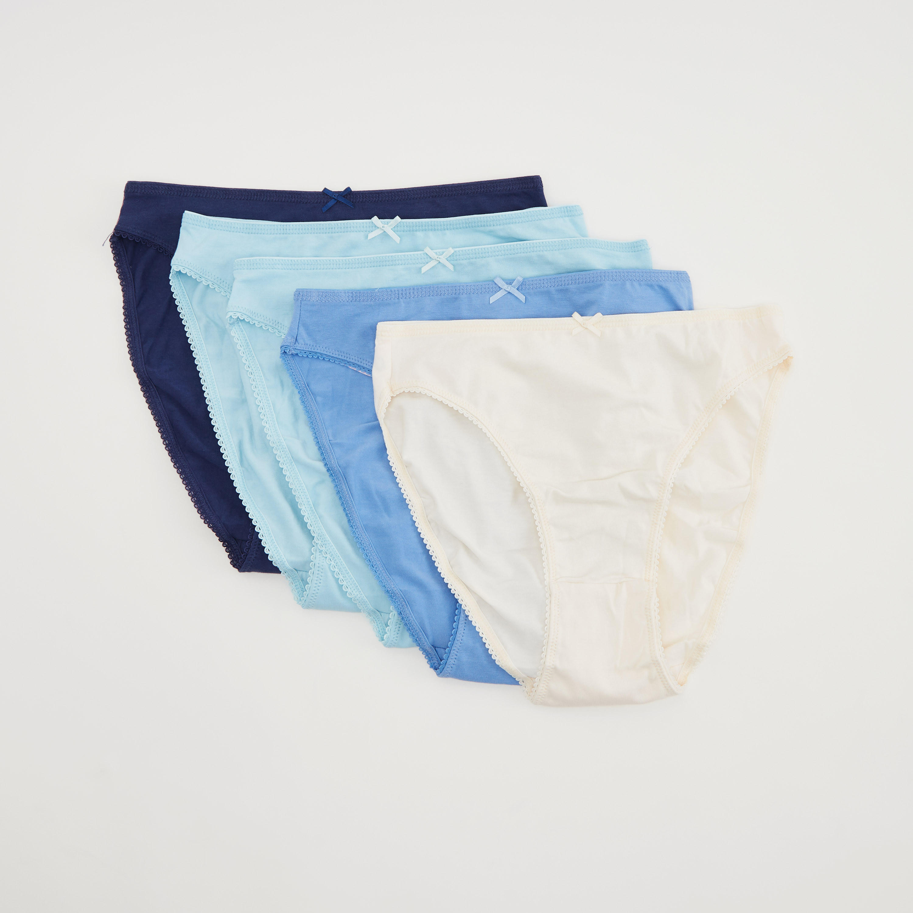 سراويل داخليّة هيبستر سادة بفيونكة - طقم من 5 قطع-women-clothing-lingerie-panties-image-1
