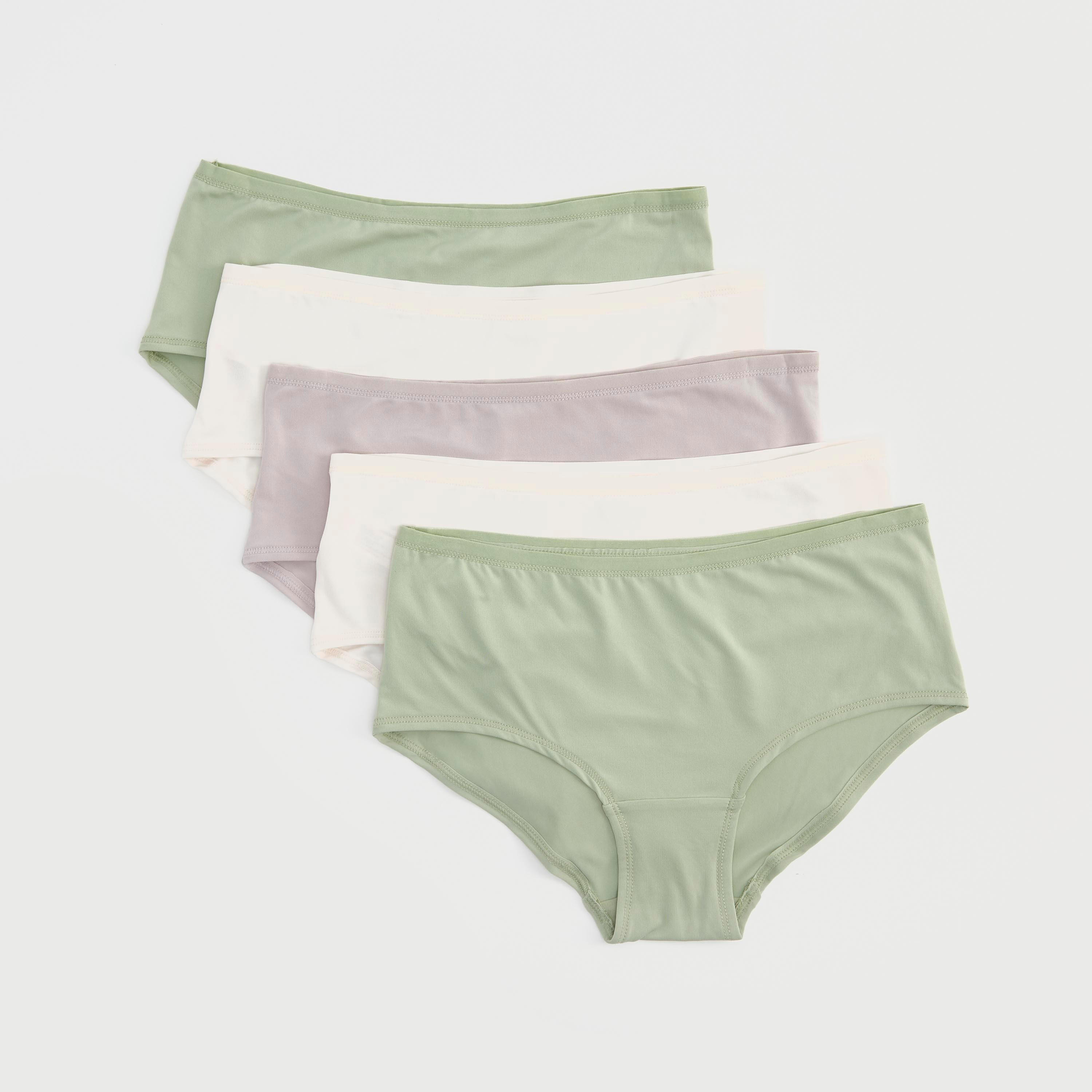 Set of 5 - Solid Boyshort Briefs with Elasticated Waistband-women-clothing-lingerie-panties-image-1