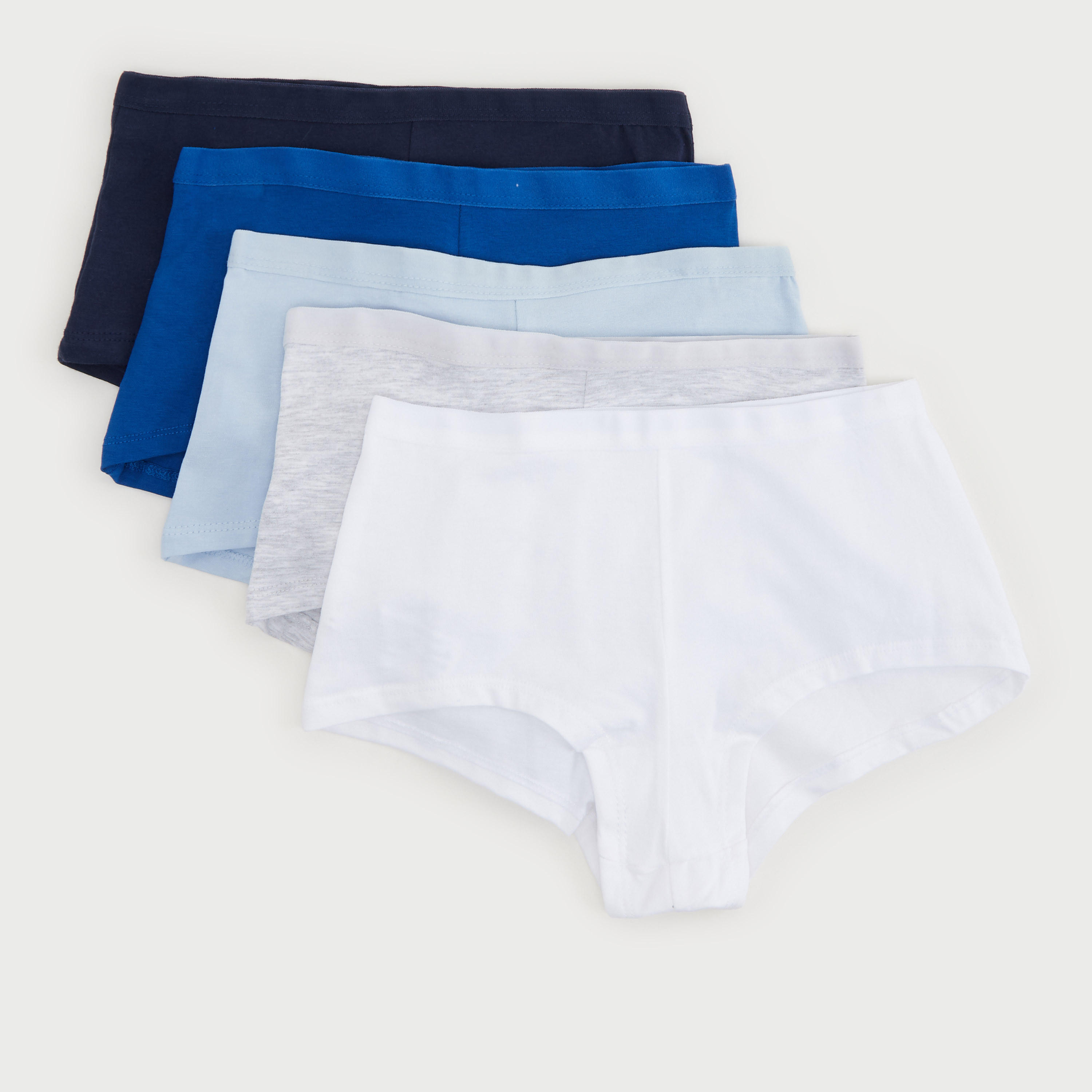 Set of 5 - Solid Boyshorts with Elasticated Waistband-women-clothing-lingerie-panties-image-1