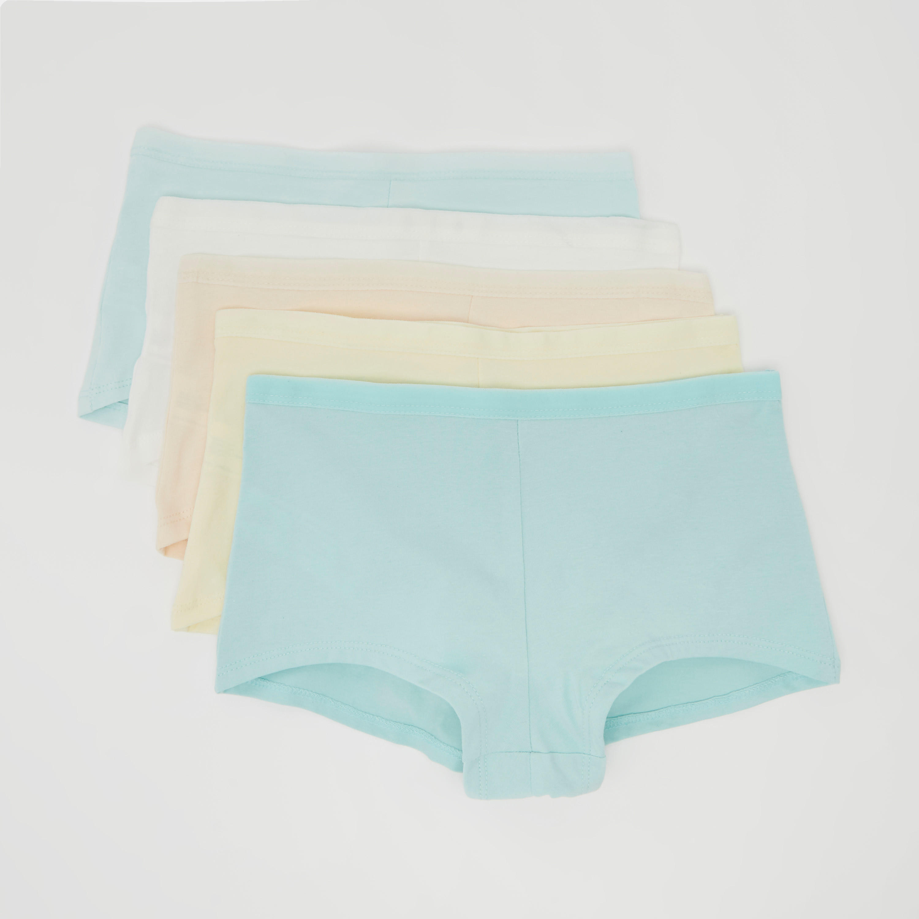 سراويل بوي شورت سادة بخصر مطّاطي - طقم من 5 قطع-women-clothing-lingerie-panties-image-1