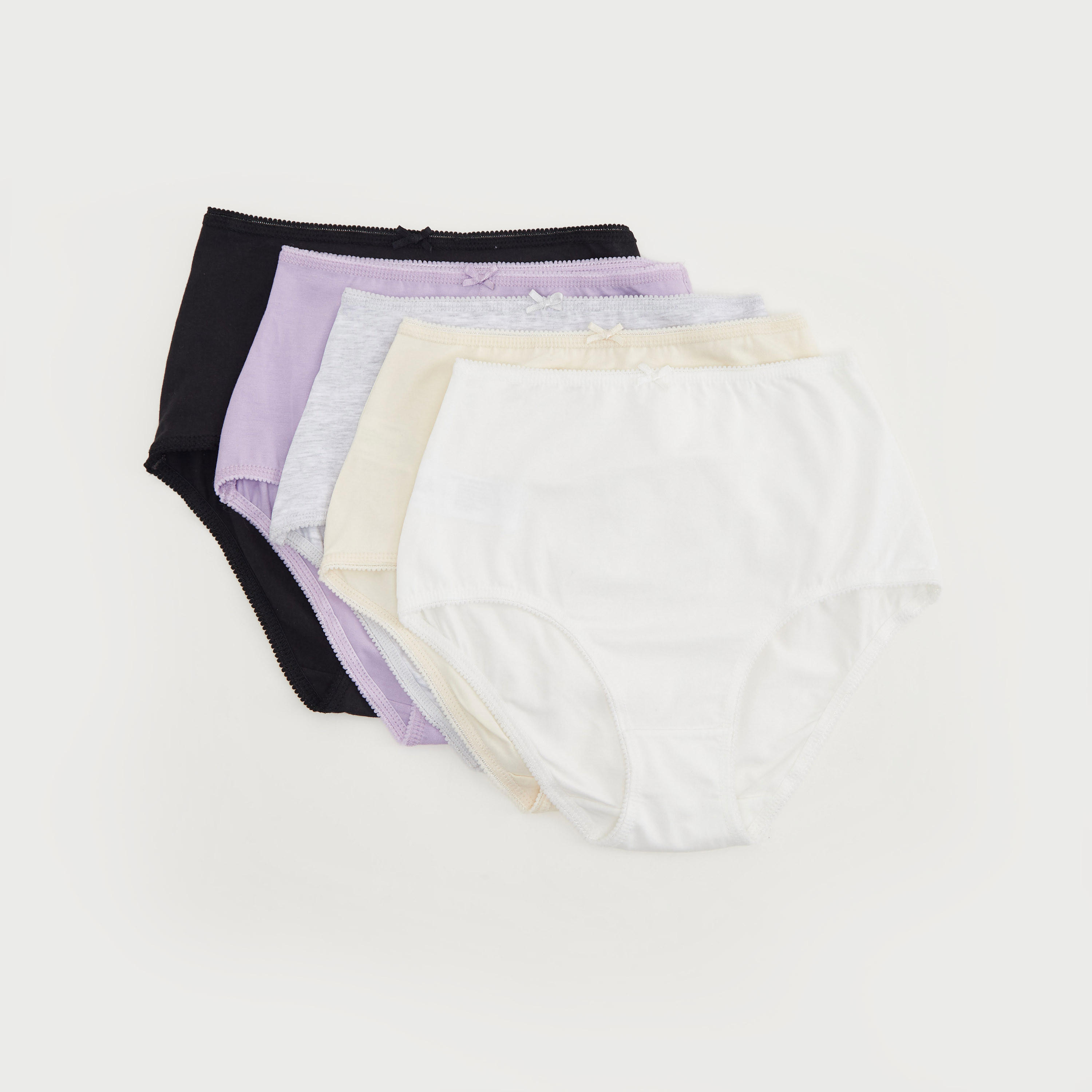 Set of 5 - Solid Classic Briefs with Bow Accent-women-clothing-lingerie-panties-image-1