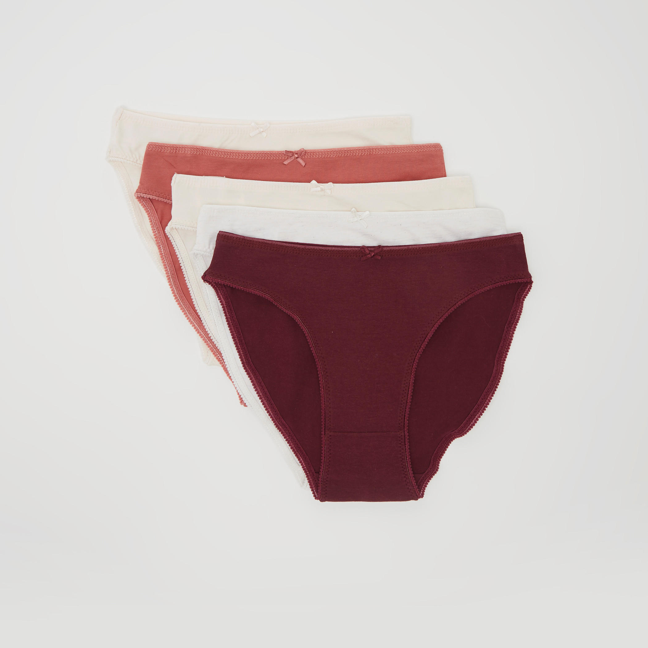 سراويل داخليّة هيبستر سادة بفيونكة - طقم من 5 قطع-women-clothing-lingerie-panties-image-1