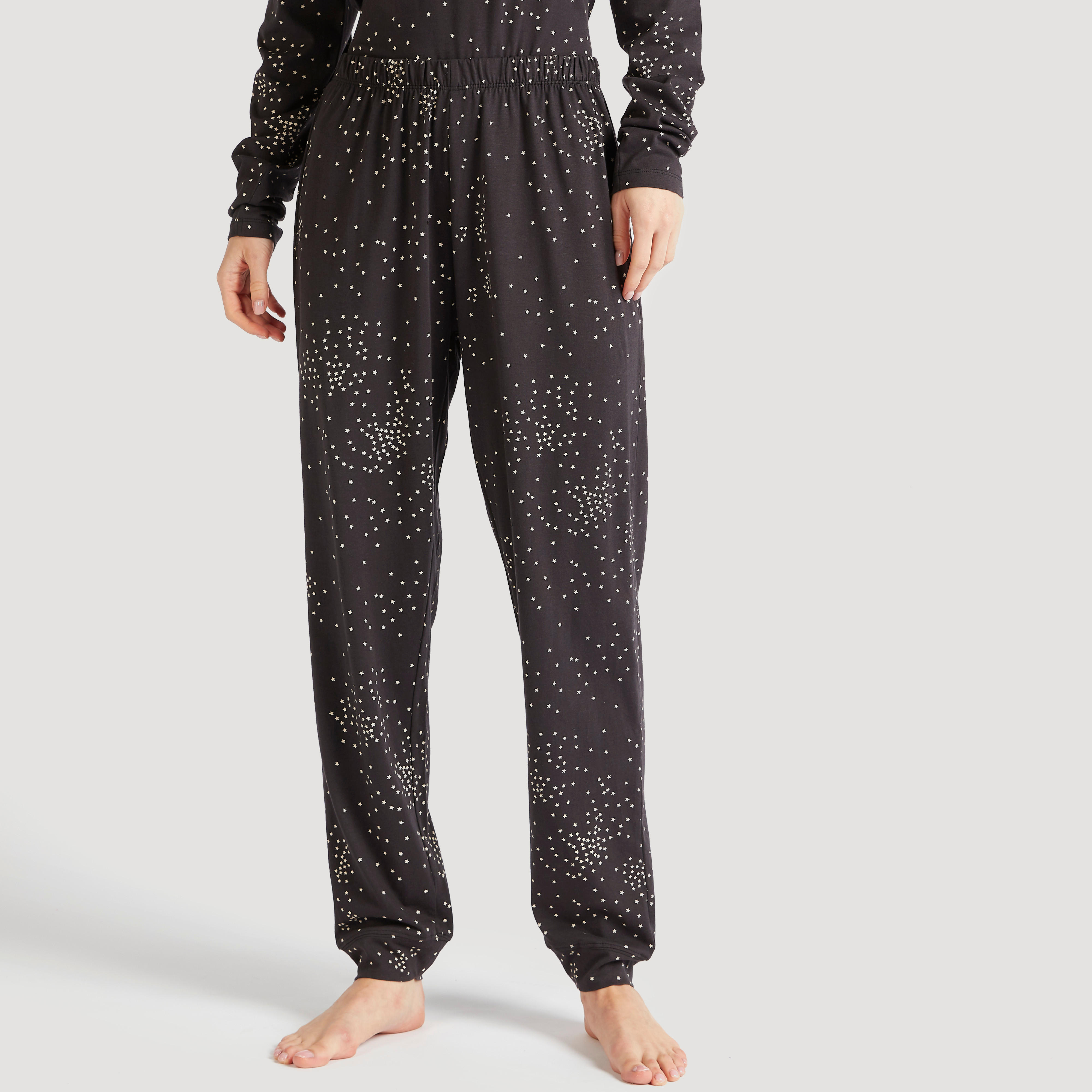 طقم بنطلون بيجاما وتيشيرت بياقة مستديرة وطبعات نجوم-women-clothing-nightwear-pyjamas-longsets-image-5