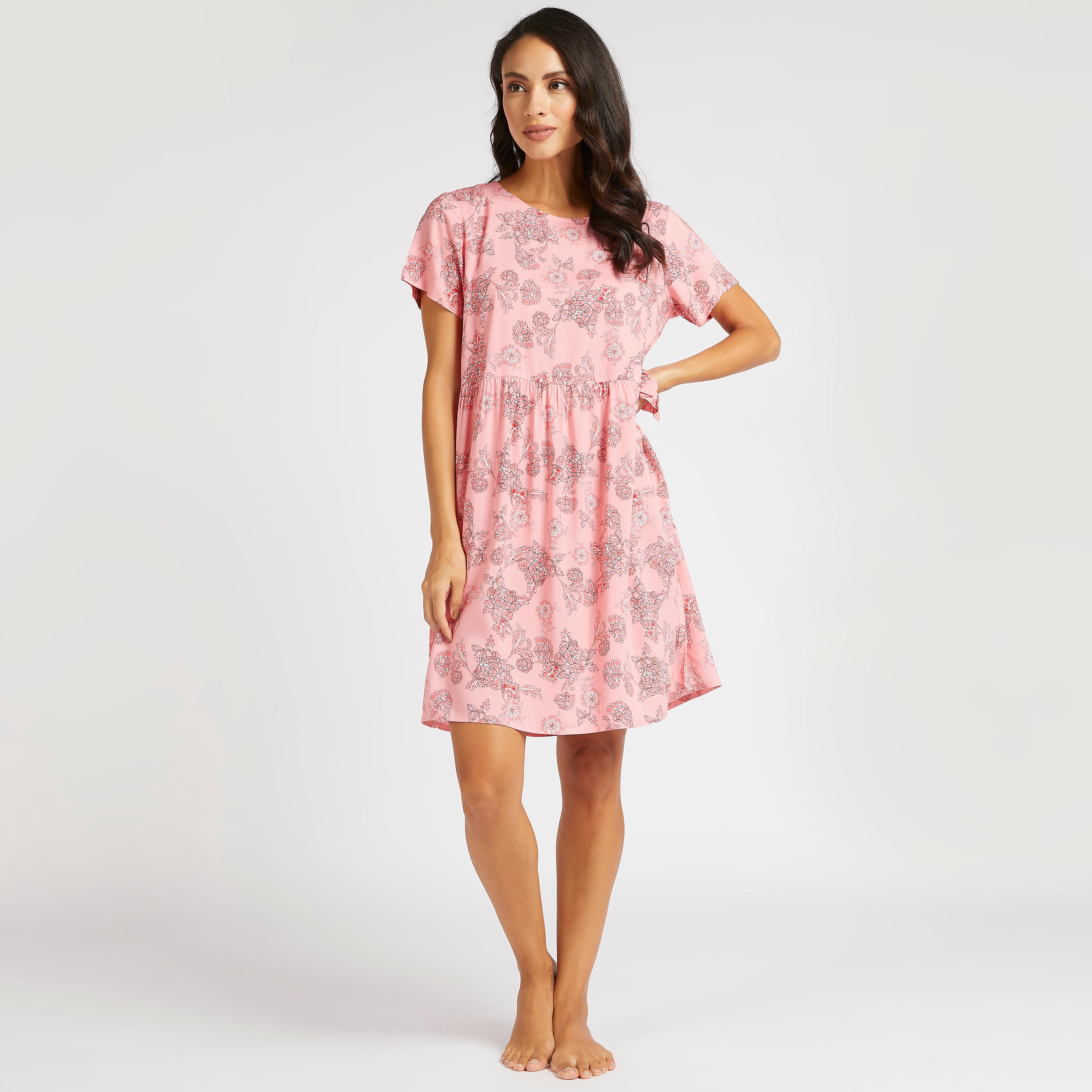 قميص نوم بطبعات حيوانات وأكمام قصيرة-women-clothing-nightwear-nighties-image-2