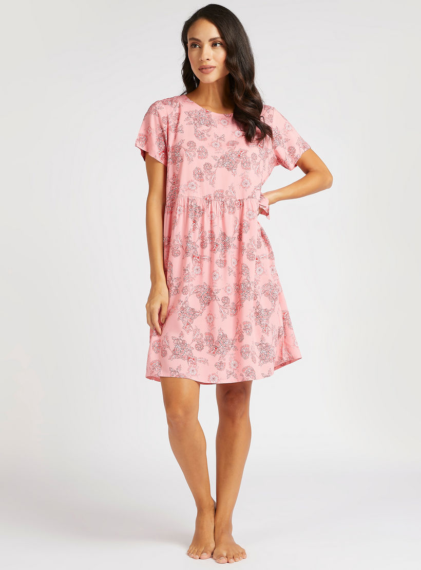 قميص نوم بطبعات حيوانات وأكمام قصيرة-women-clothing-nightwear-nighties-image-2