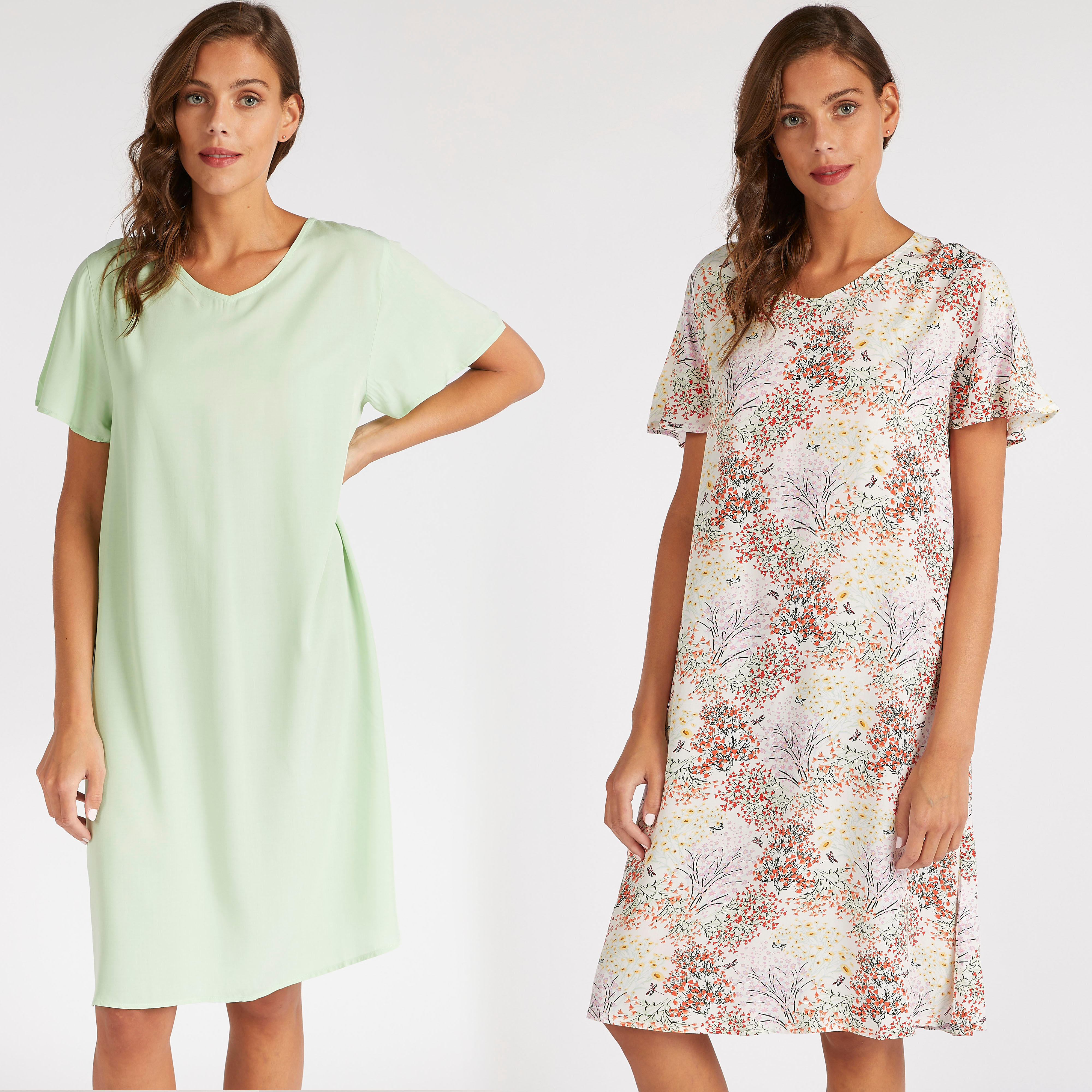 قميص نوم بأكمام قصيرة - طقم من قطعتين متنوعتين-women-clothing-nightwear-nighties-image-1