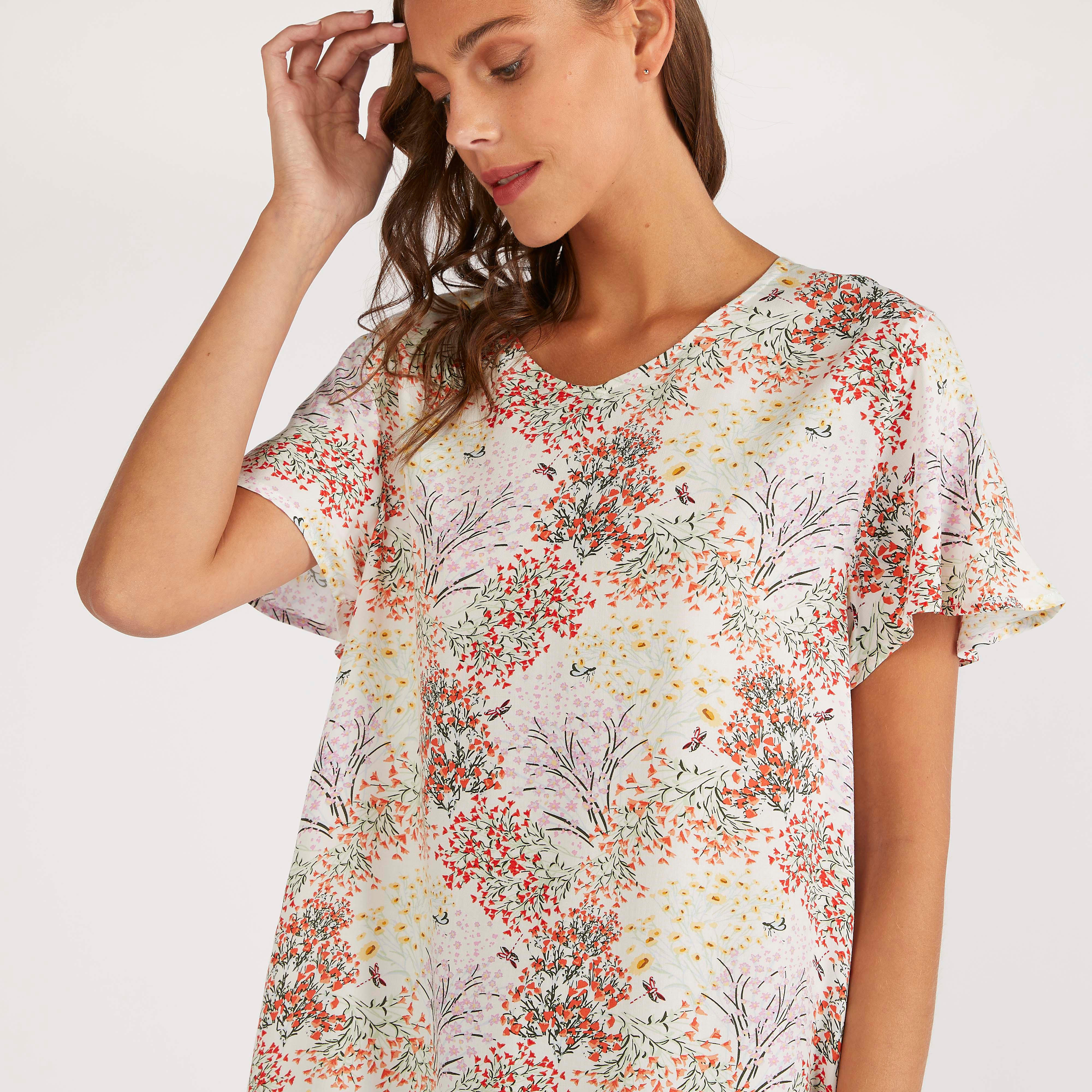 قميص نوم بأكمام قصيرة - طقم من قطعتين متنوعتين-women-clothing-nightwear-nighties-image-3