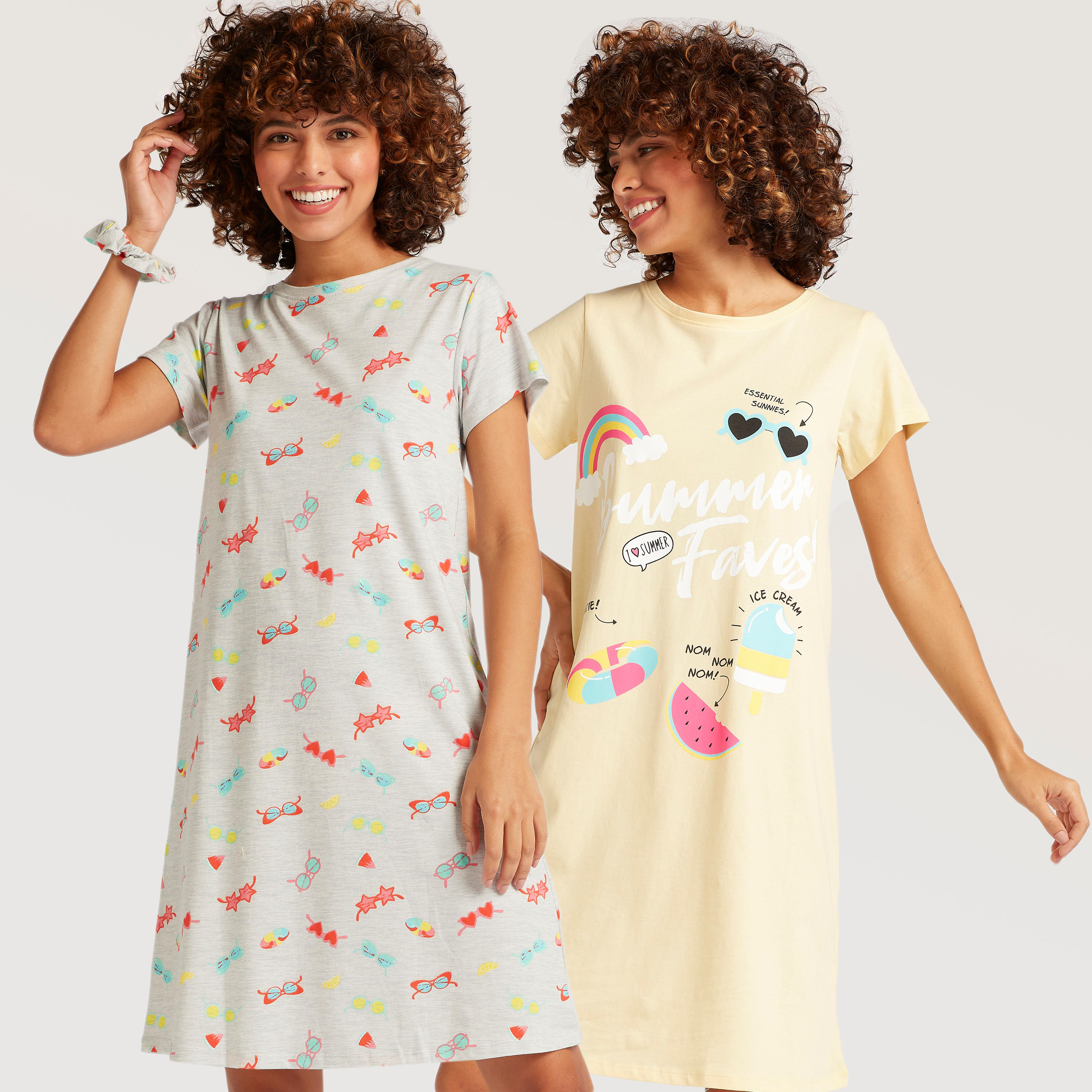 قميص بأكمام قصيرة وطبعات - طقم من قطعتين-women-clothing-nightwear-nighties-image-7