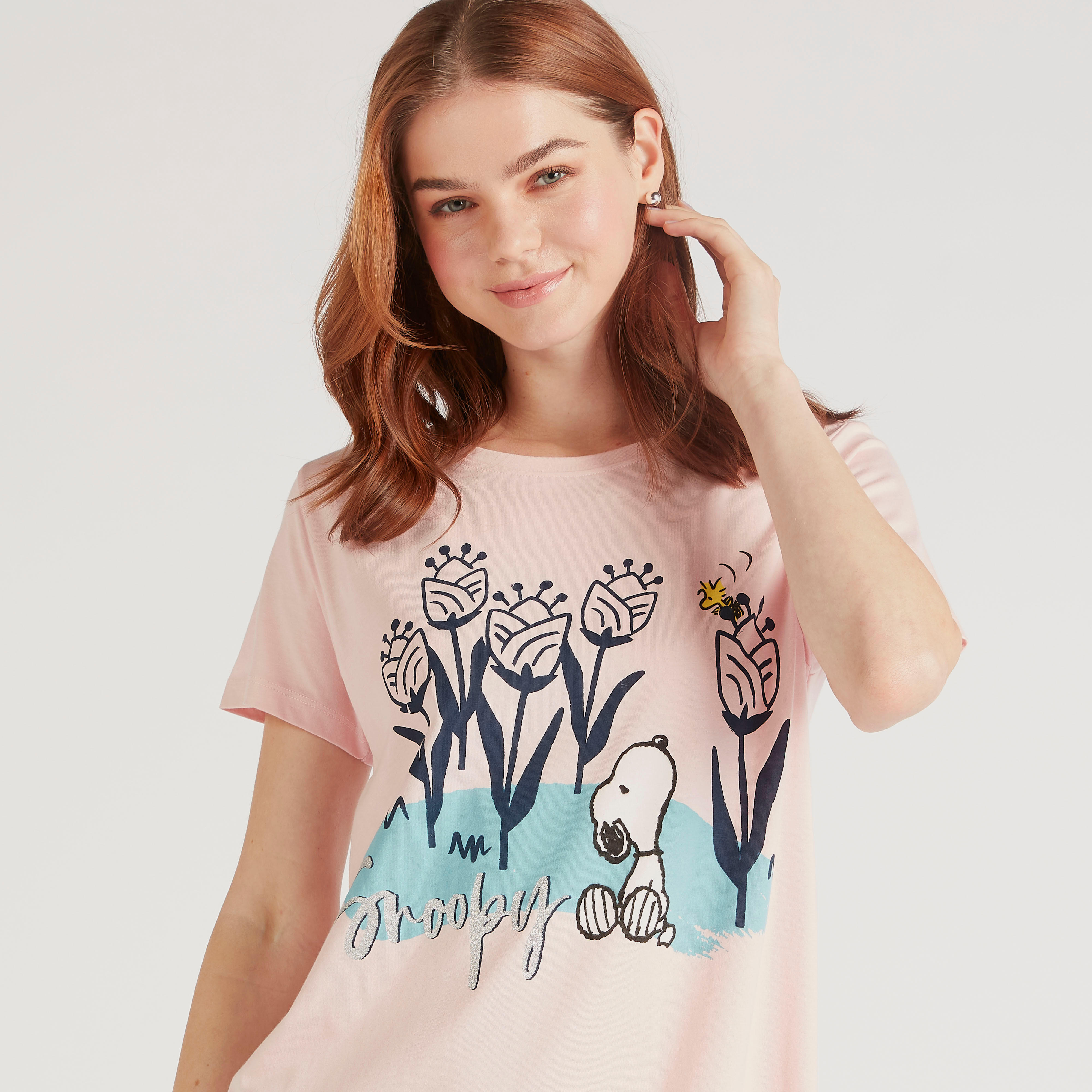 قميص بأكمام قصيرة وطبعات - طقم من قطعتين-women-clothing-nightwear-nighties-image-3