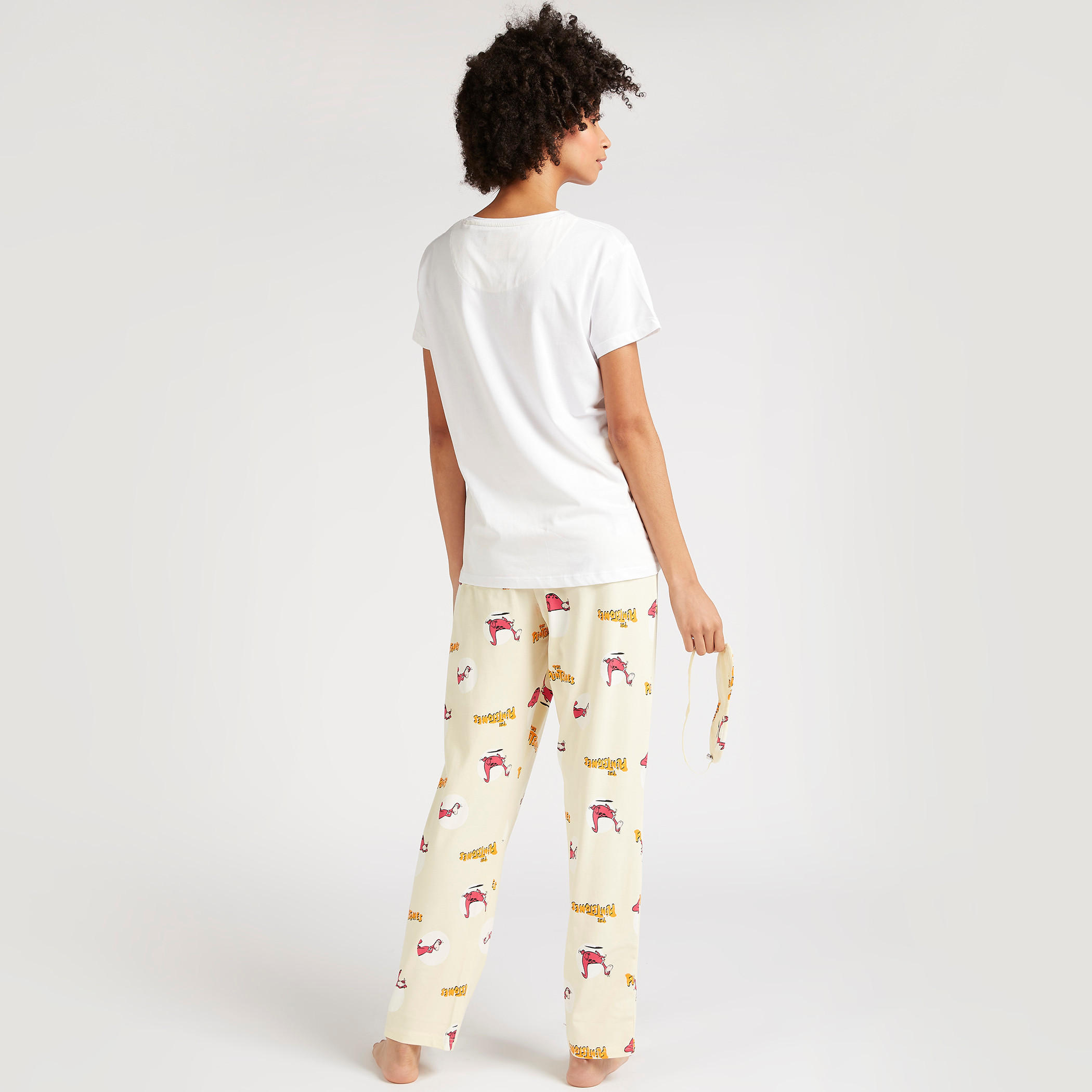 طقم بنطلون بيجاما كامل وتيشيرت بطبعات ذي فلينستون-women-clothing-nightwear-pyjamas-longsets-image-4