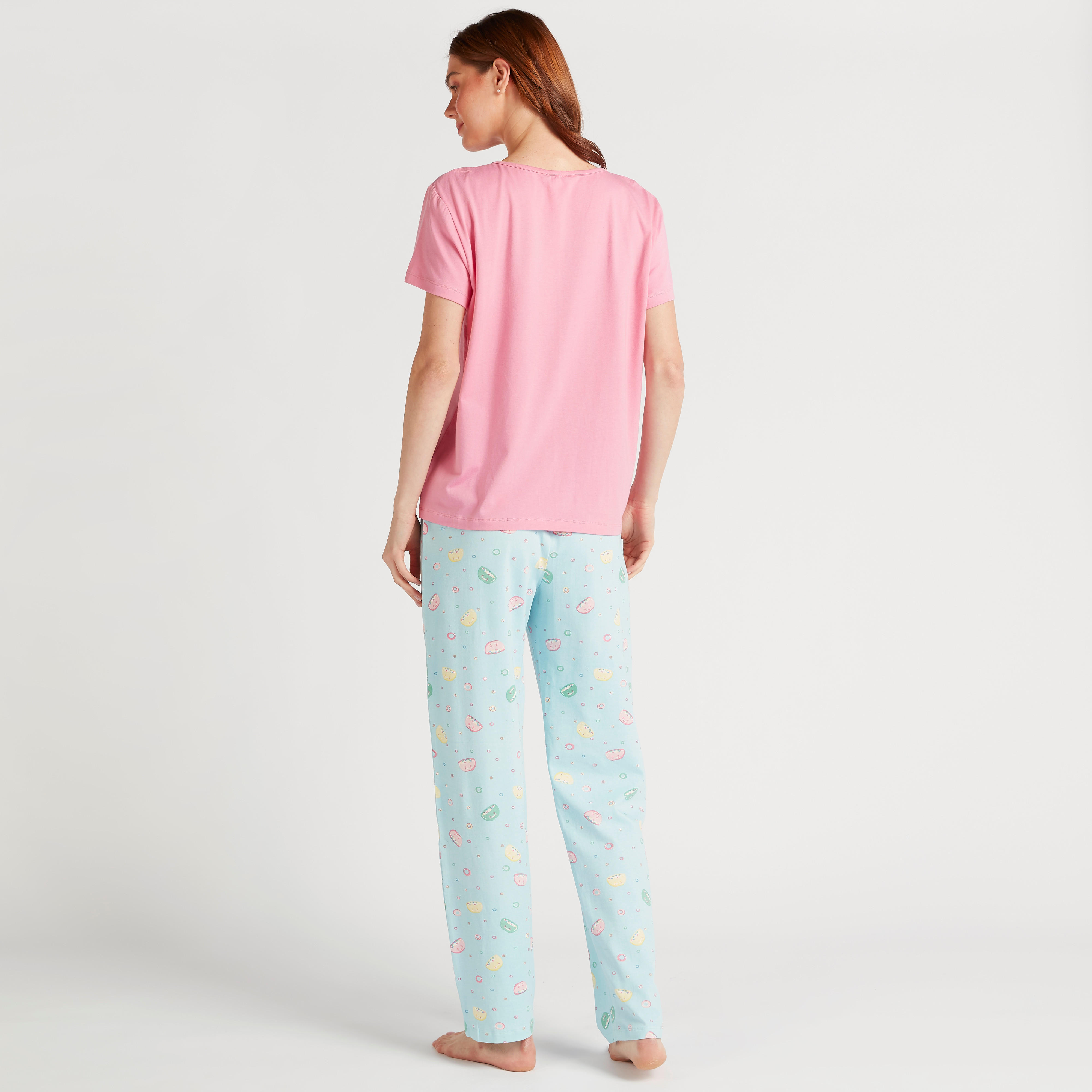 Printed Round Neck T-shirt and Full Length Pyjama Set-women-clothing-nightwear-pyjamas-longsets-image-4