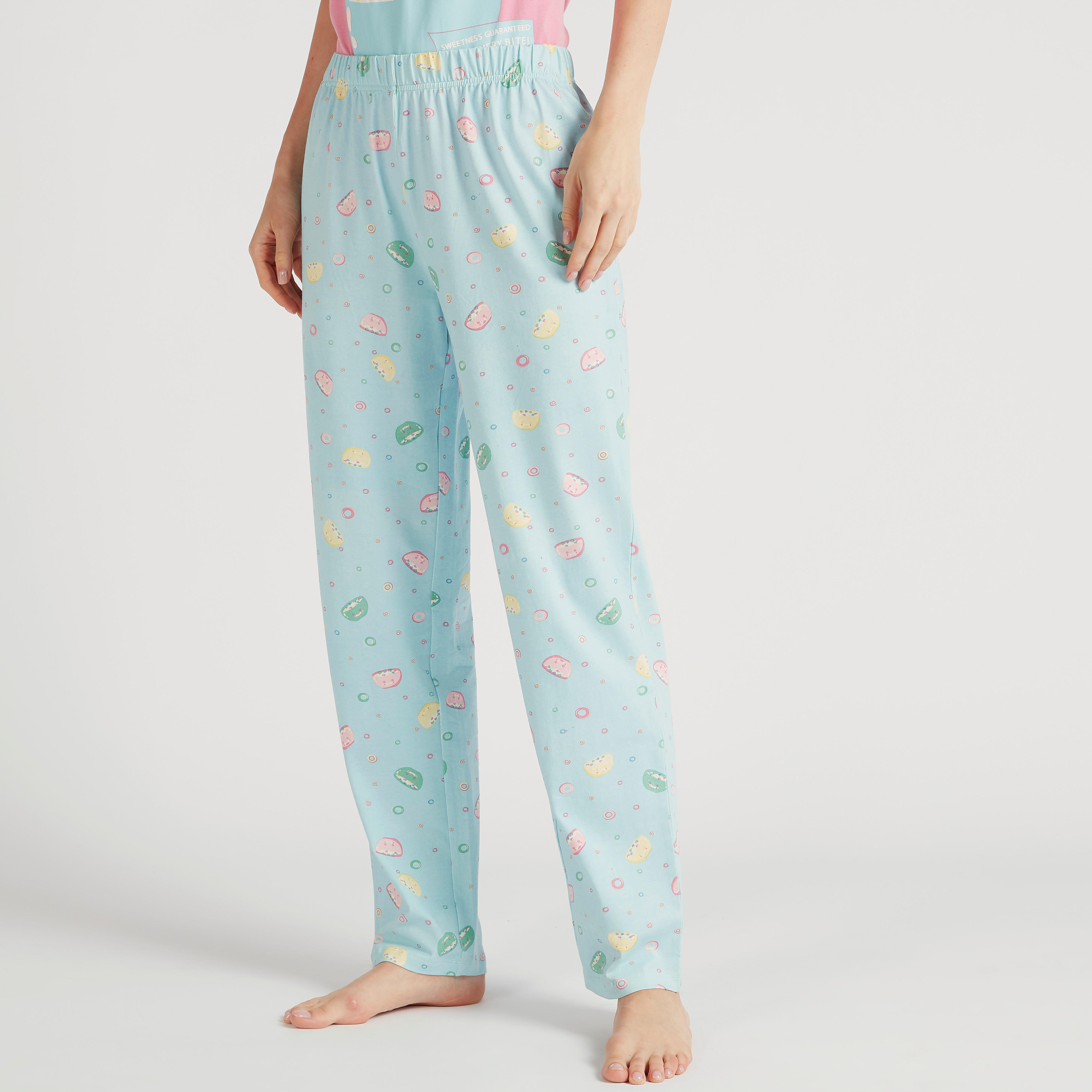 Printed Round Neck T-shirt and Full Length Pyjama Set-women-clothing-nightwear-pyjamas-longsets-image-5
