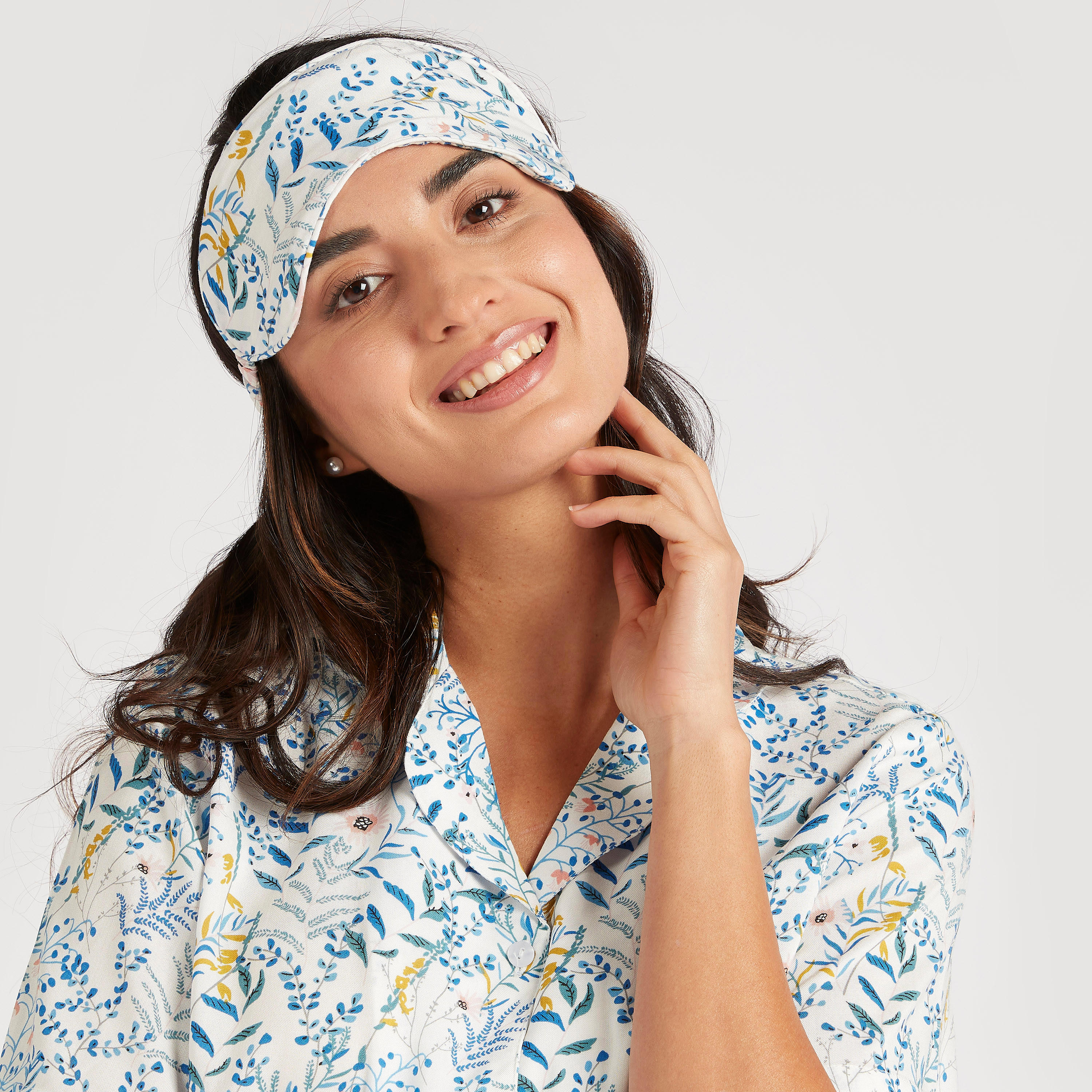طقم بنطلون بيجاما طويل وقميص بطبعات وقناع عيون-women-clothing-nightwear-pyjamas-longsets-image-5