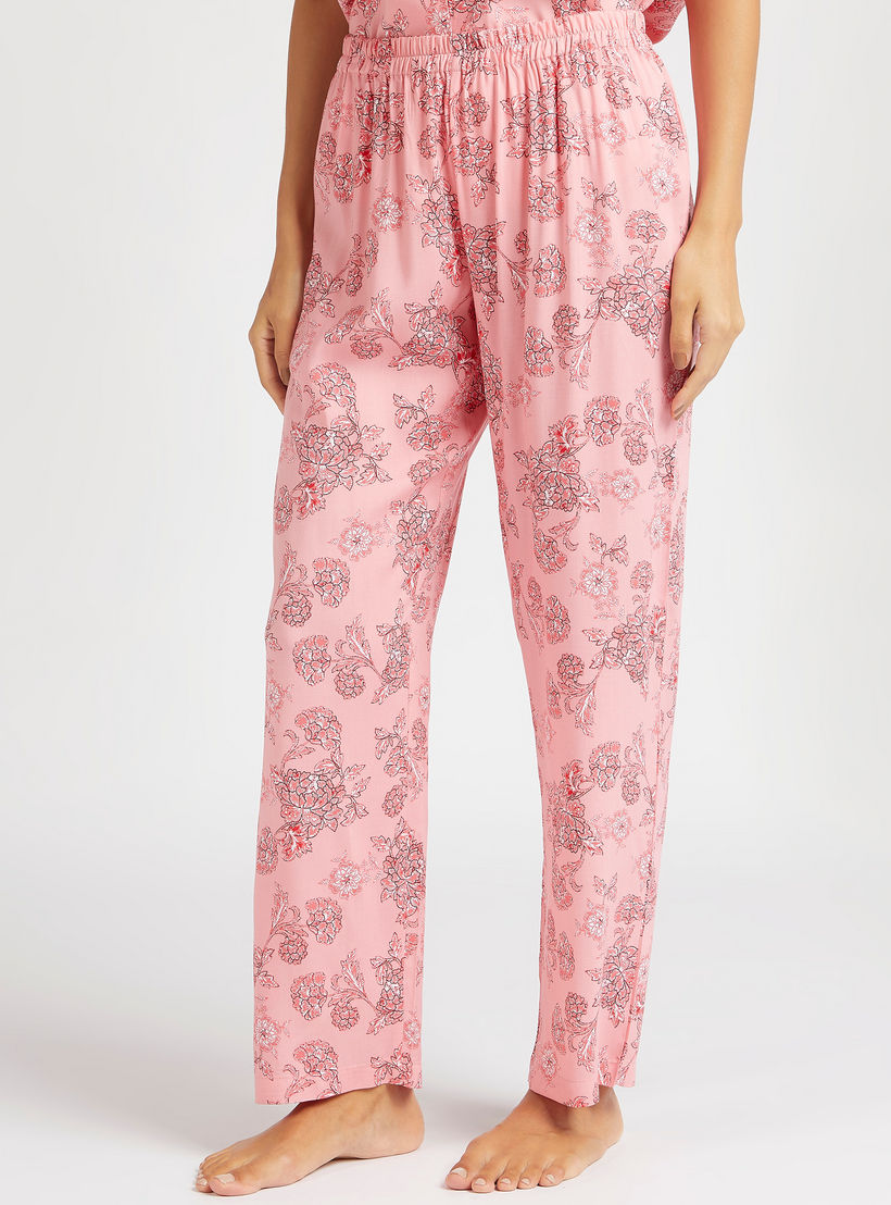 طقم من بنطلون بيجاما وقميص بطبعات أزهار وقناع عيون-women-clothing-nightwear-pyjamas-longsets-image-3