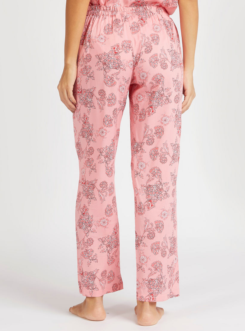 طقم من بنطلون بيجاما وقميص بطبعات أزهار وقناع عيون-women-clothing-nightwear-pyjamas-longsets-image-4