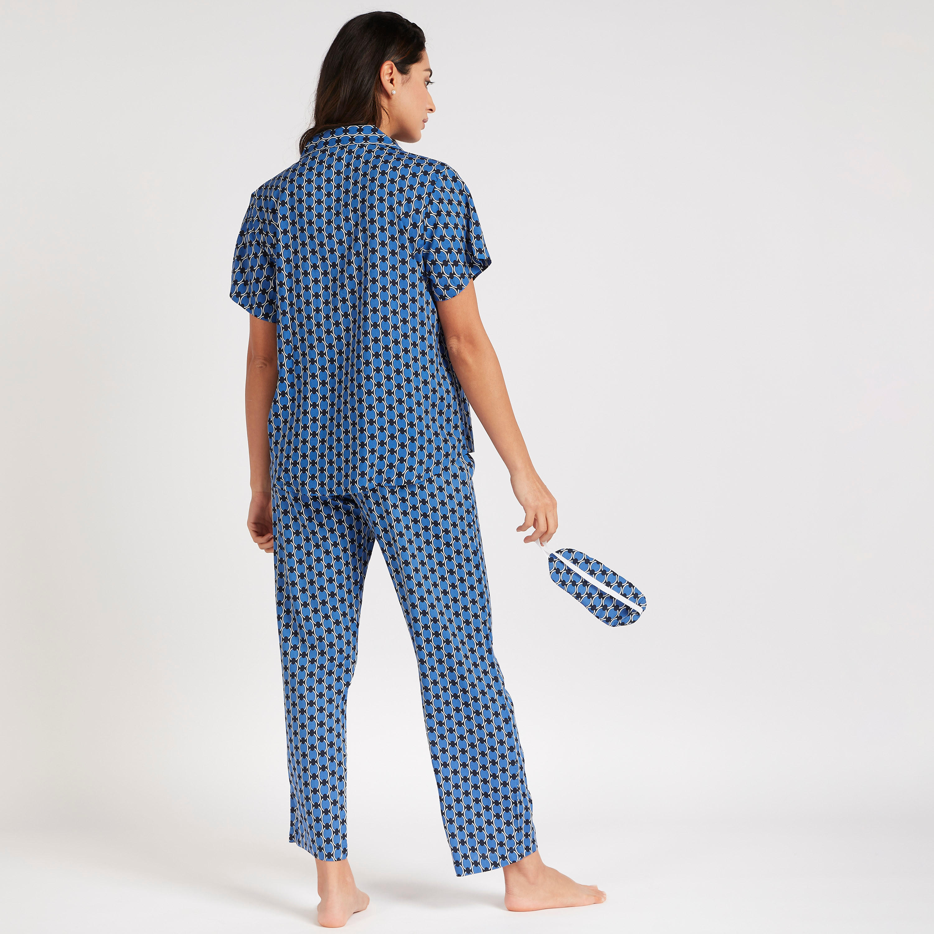 طقم بنطلون بيجاما وقميص وقناع عيون-women-clothing-nightwear-pyjamas-longsets-image-4