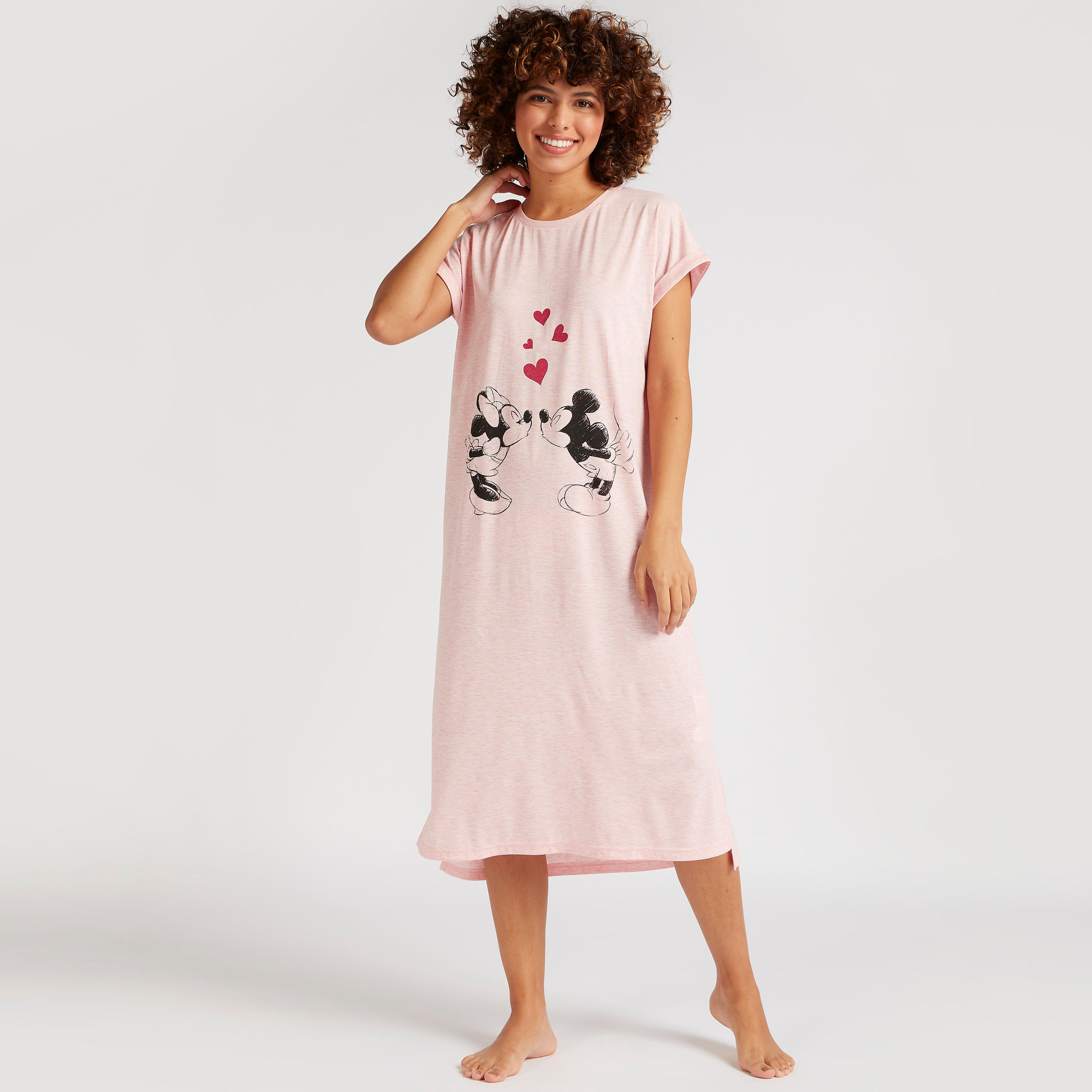 قميص نوم بياقة مستديرة وأكمام كاب وطبعات ميني ماوس-women-clothing-nightwear-nighties-image-2