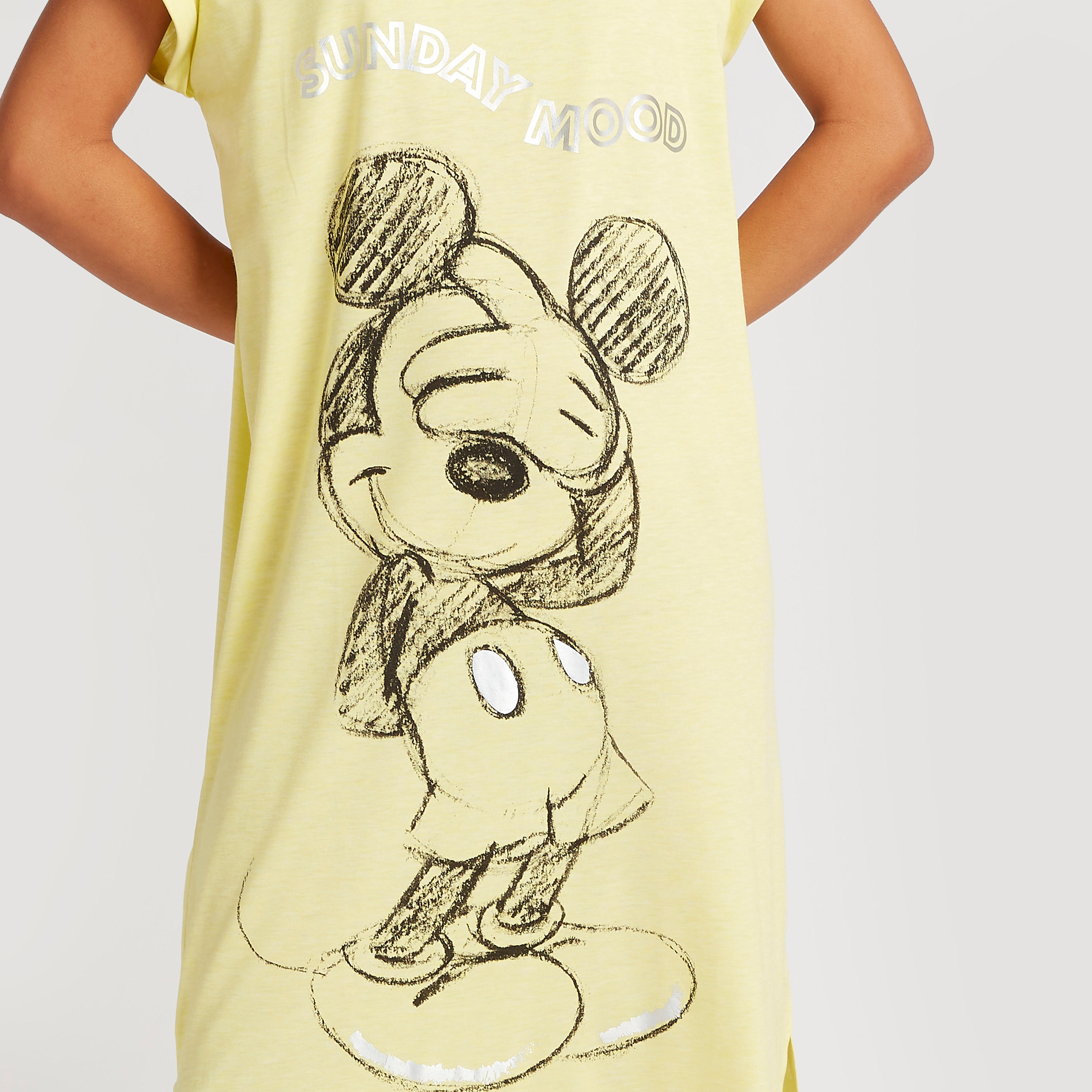 Mickey Mouse Print Sleepshirt with Short Sleeves-women-clothing-nightwear-nighties-image-3