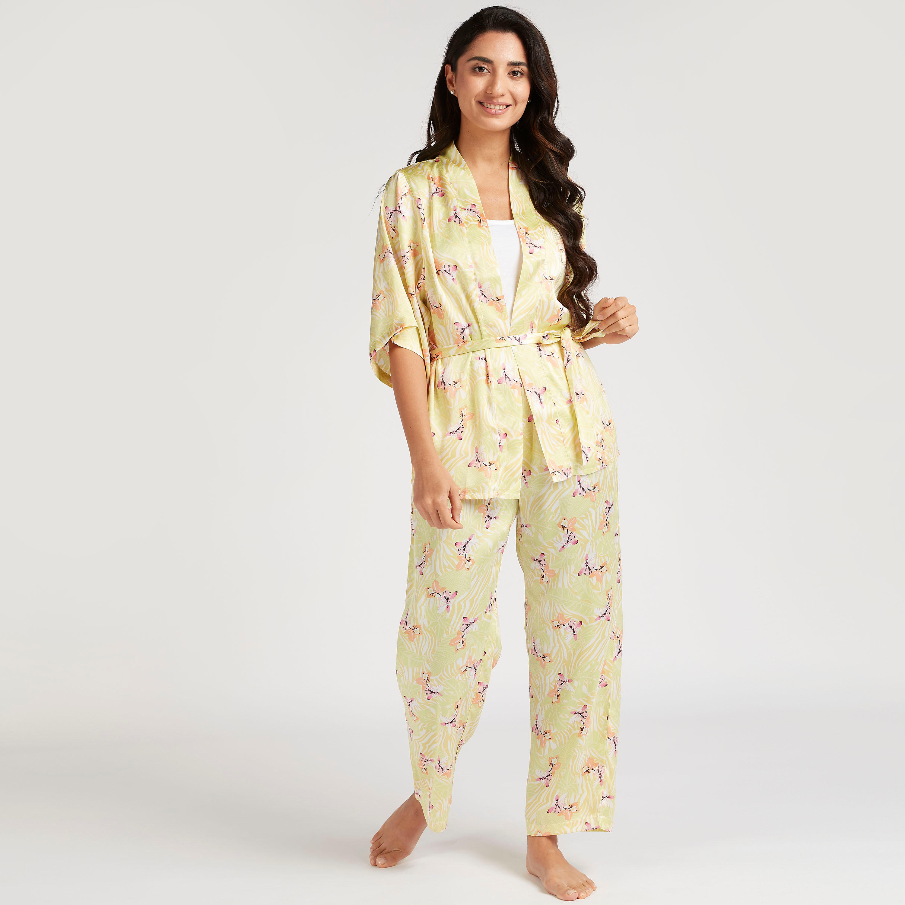 Floral Print 3-Piece Pyjama Set-women-clothing-nightwear-pyjamas-longsets-image-1