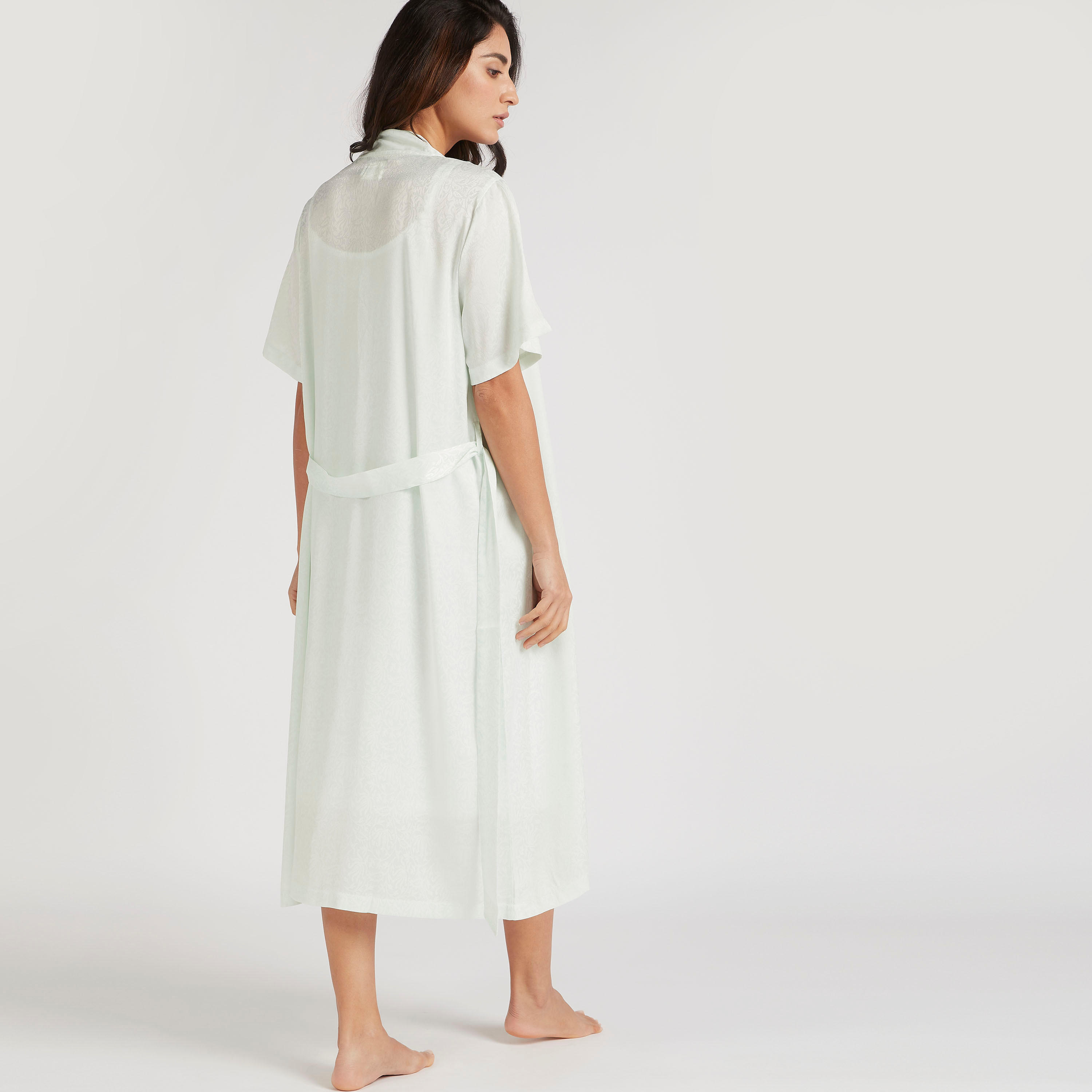 Printed Robe with Short Sleeves and Tie-Up Belt-women-clothing-nightwear-nighties-image-4