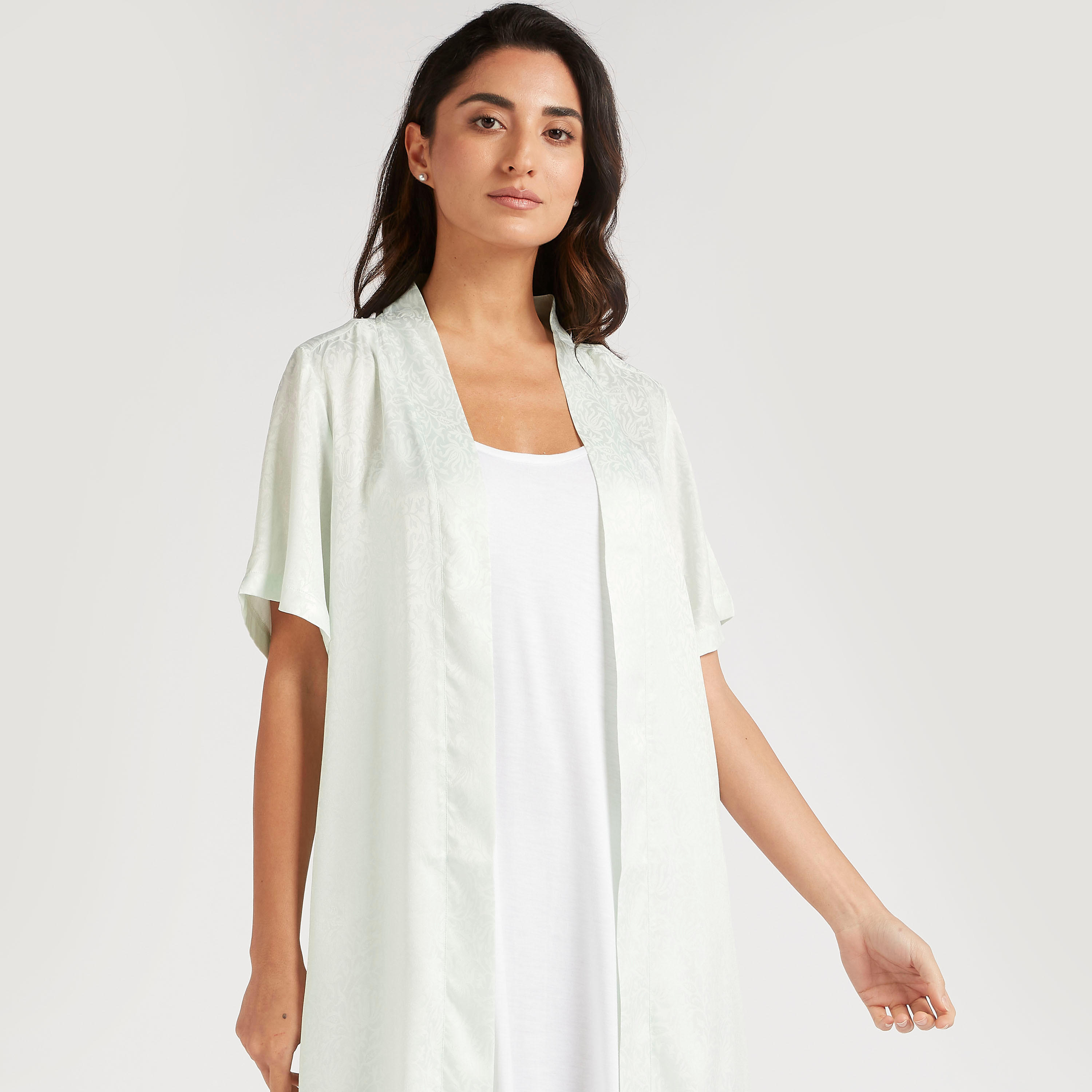 Printed Robe with Short Sleeves and Tie-Up Belt-women-clothing-nightwear-nighties-image-5