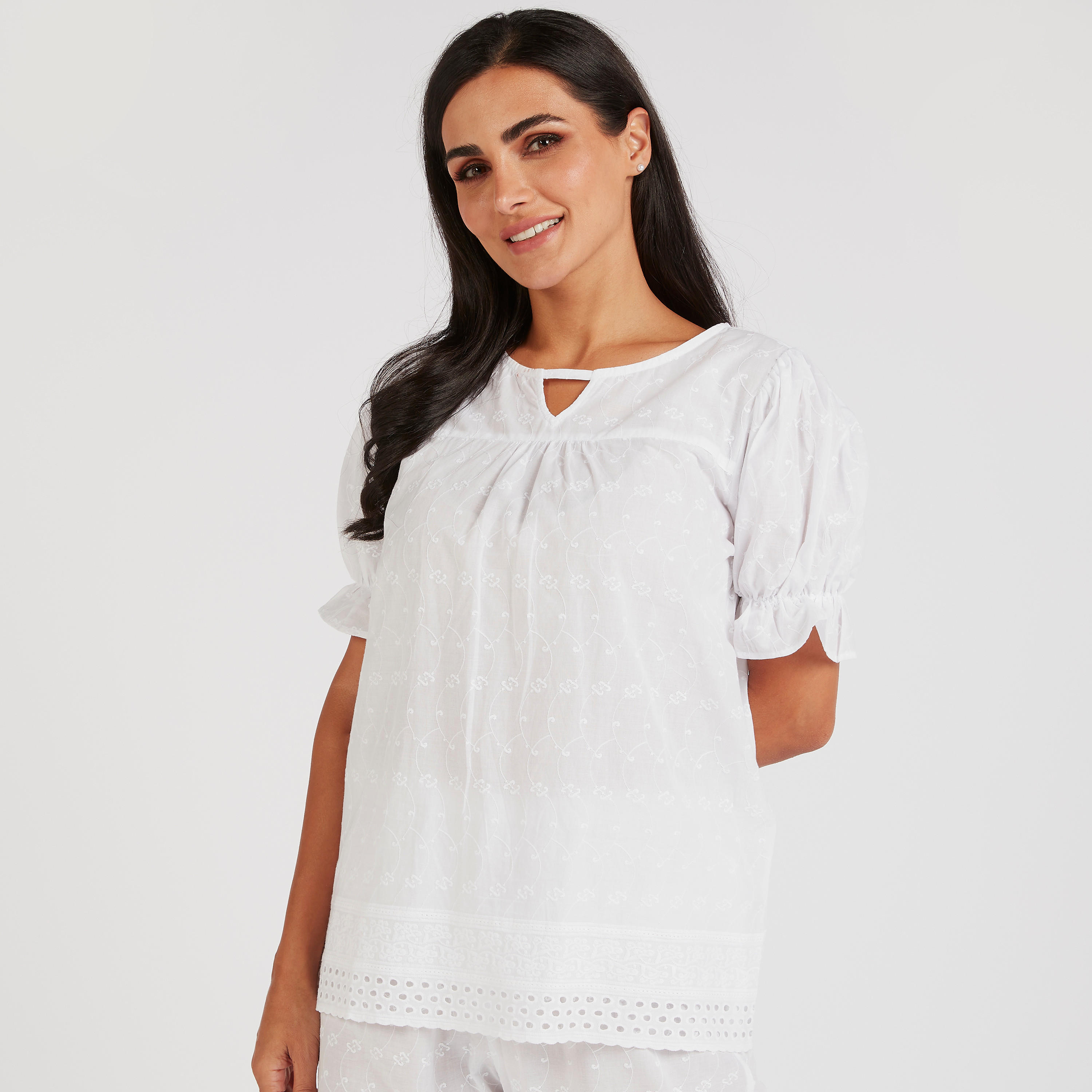 Embroidered Round Neck Top and Full Length Pyjama Set-women-clothing-nightwear-pyjamas-longsets-image-2