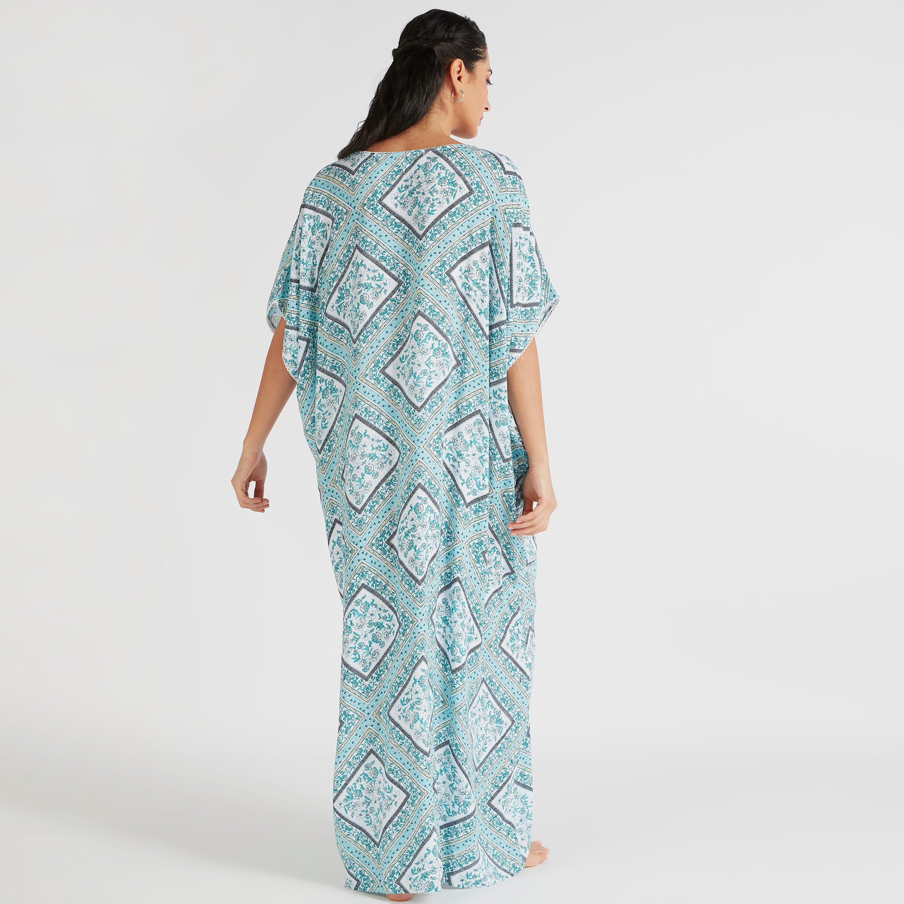 ثوب قفطان بياقة v وطبعات-women-clothing-nightwear-nighties-image-4