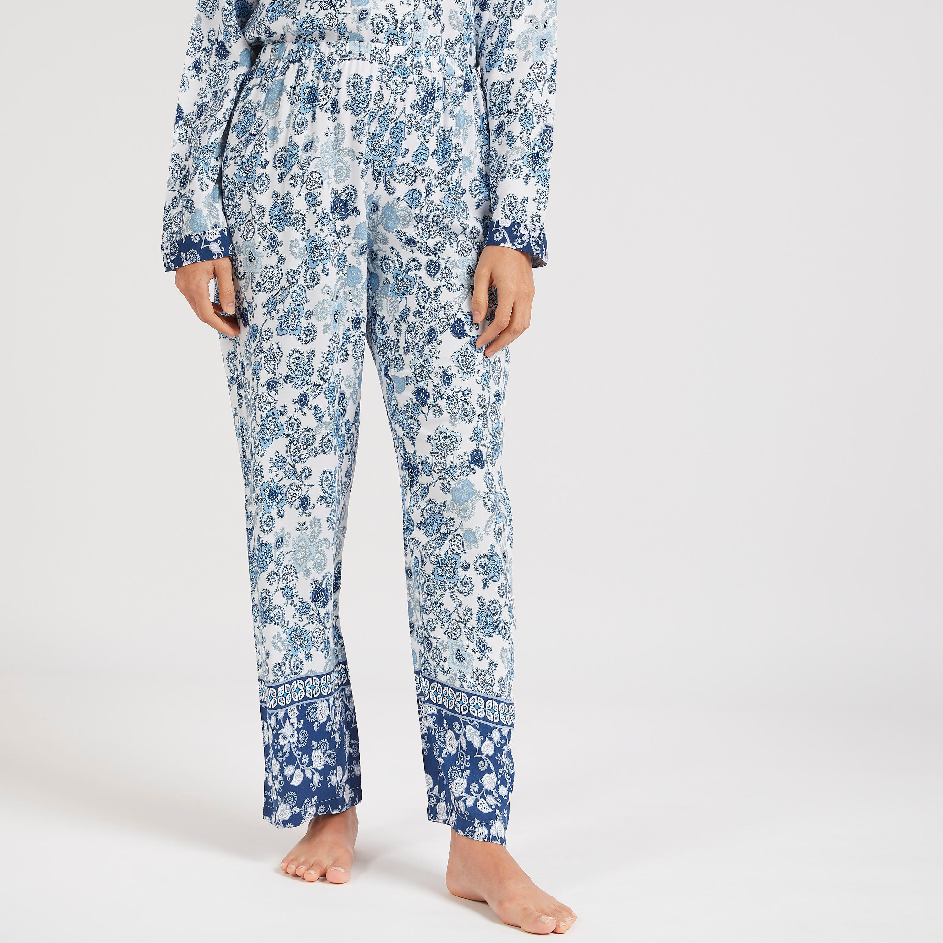 طقم من بنطلون بيجاما وقميص بطبعات أزهار-women-clothing-nightwear-pyjamas-longsets-image-5