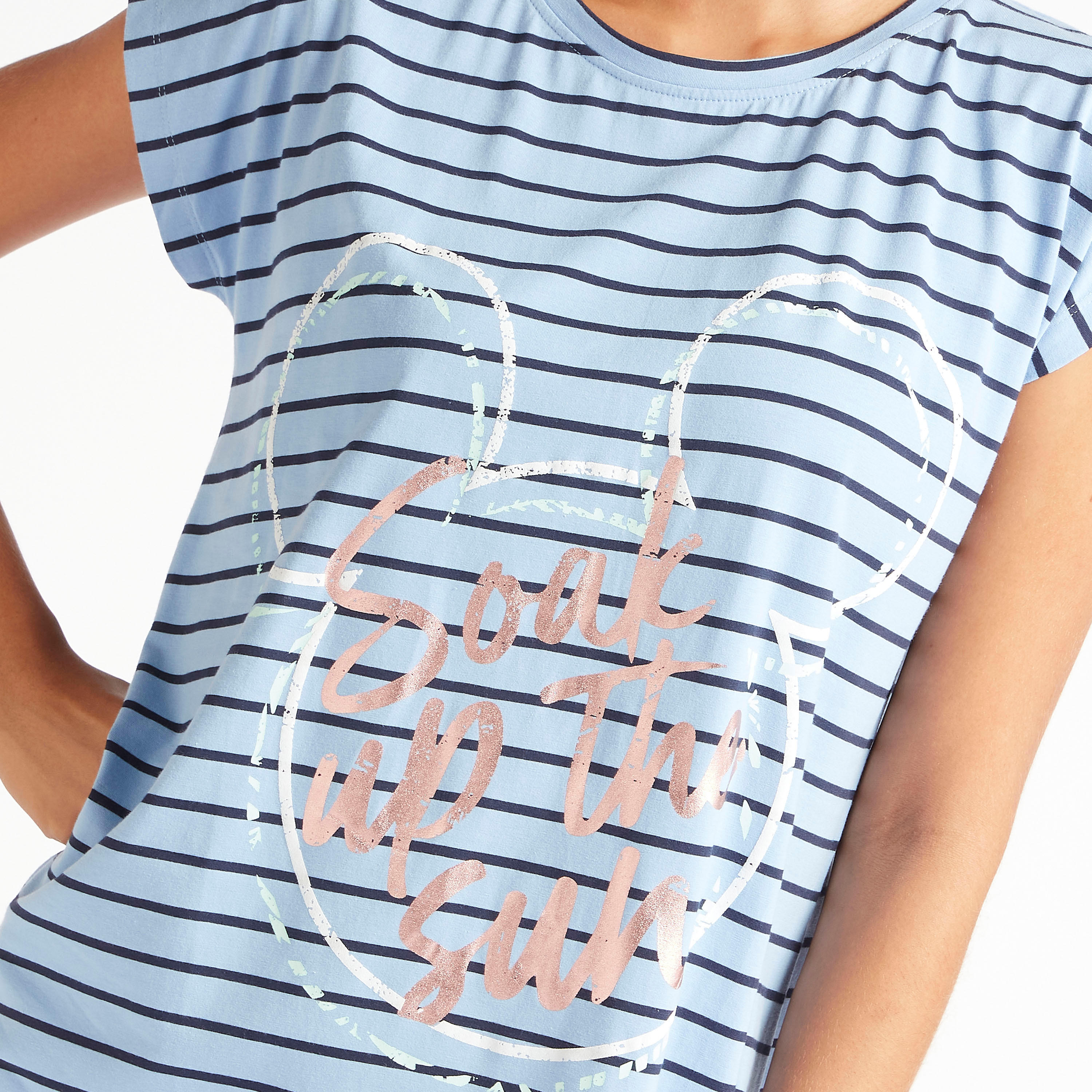 فستان نوم مخطّط بياقة مستديرة وطبعات ميكي ماوس-women-clothing-nightwear-nighties-image-5