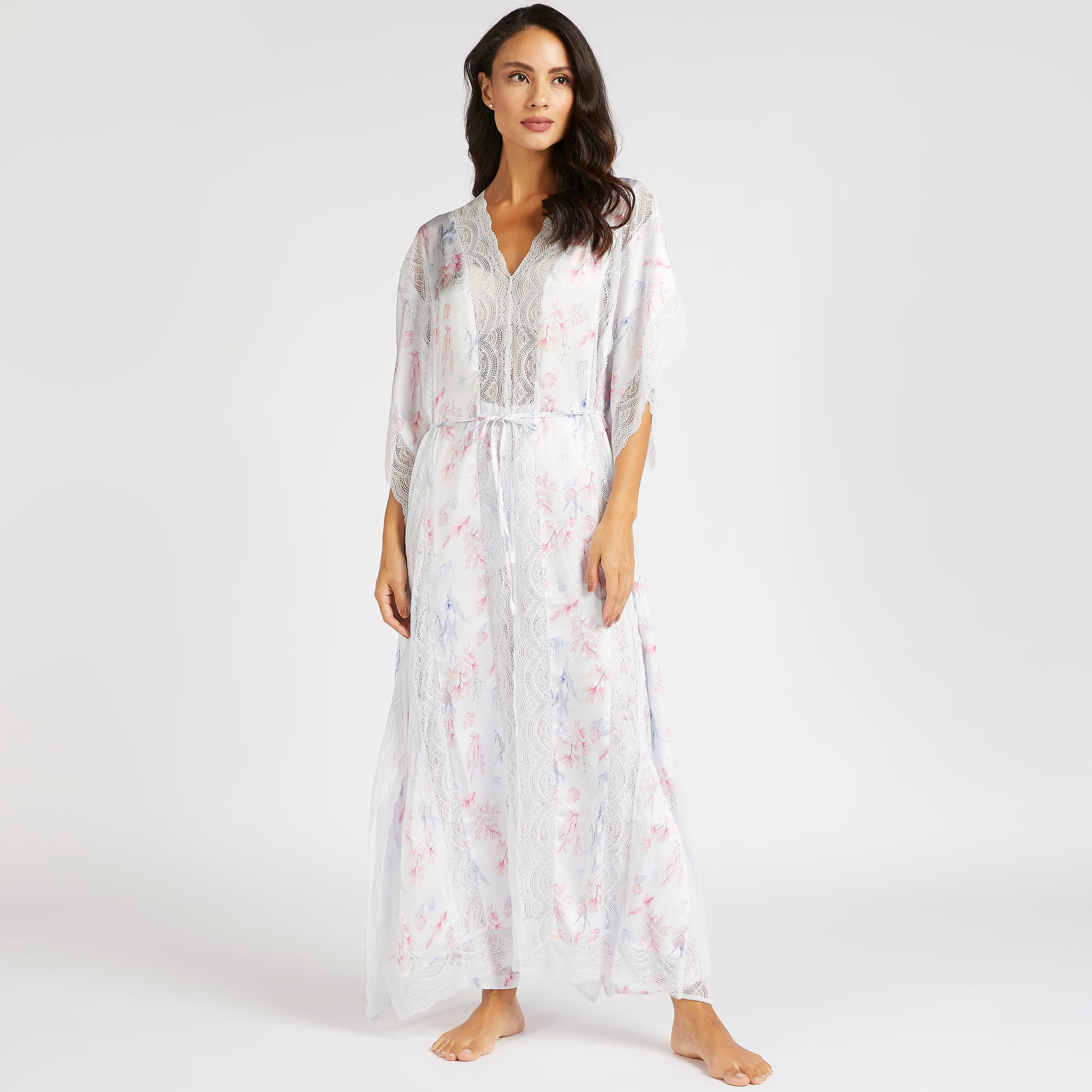 ثوب نوم بطبعات وحزام وتفاصيل دانتيل-women-clothing-nightwear-nighties-image-1