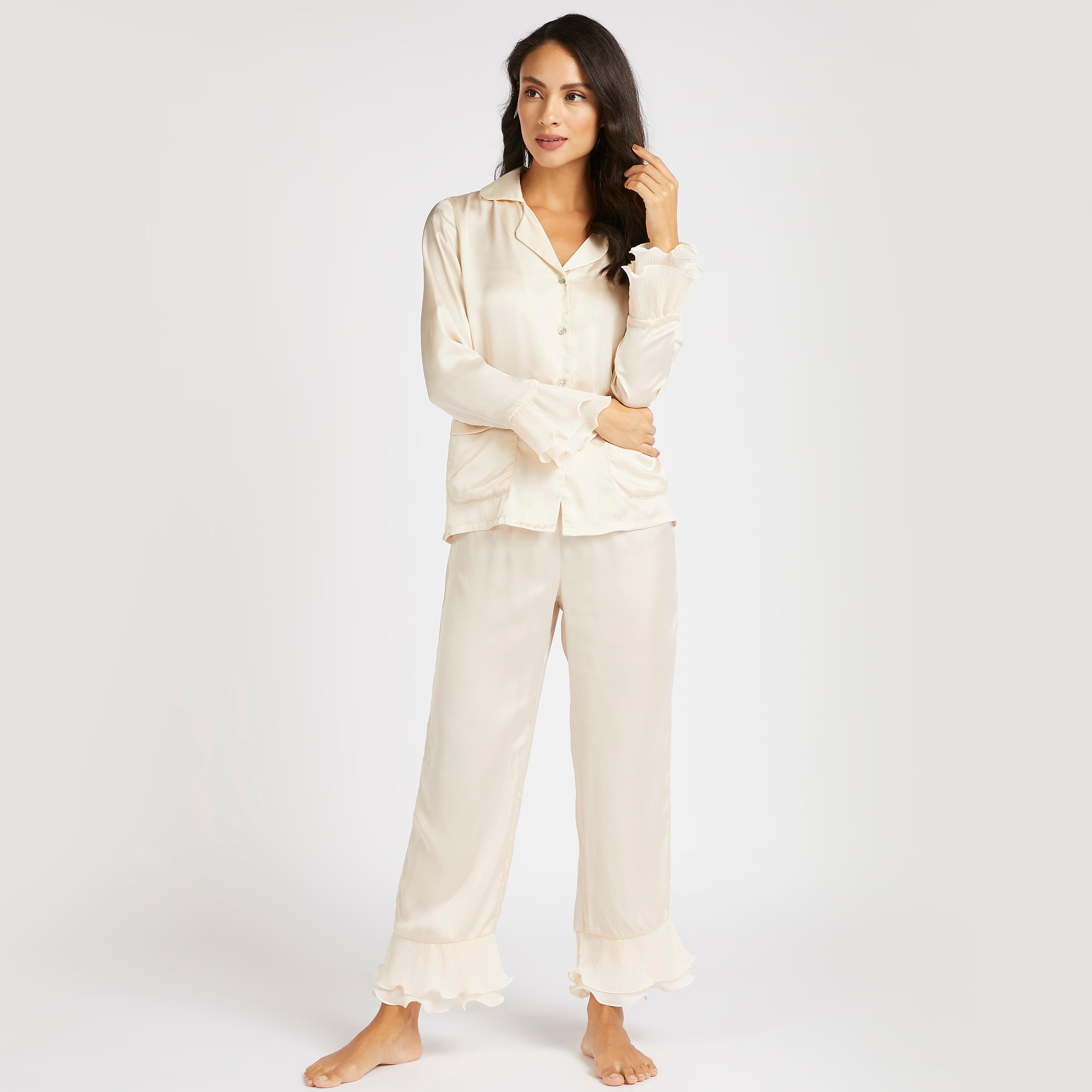 Solid Shirt and Full Length Pyjama Set-women-clothing-nightwear-pyjamas-longsets-image-2
