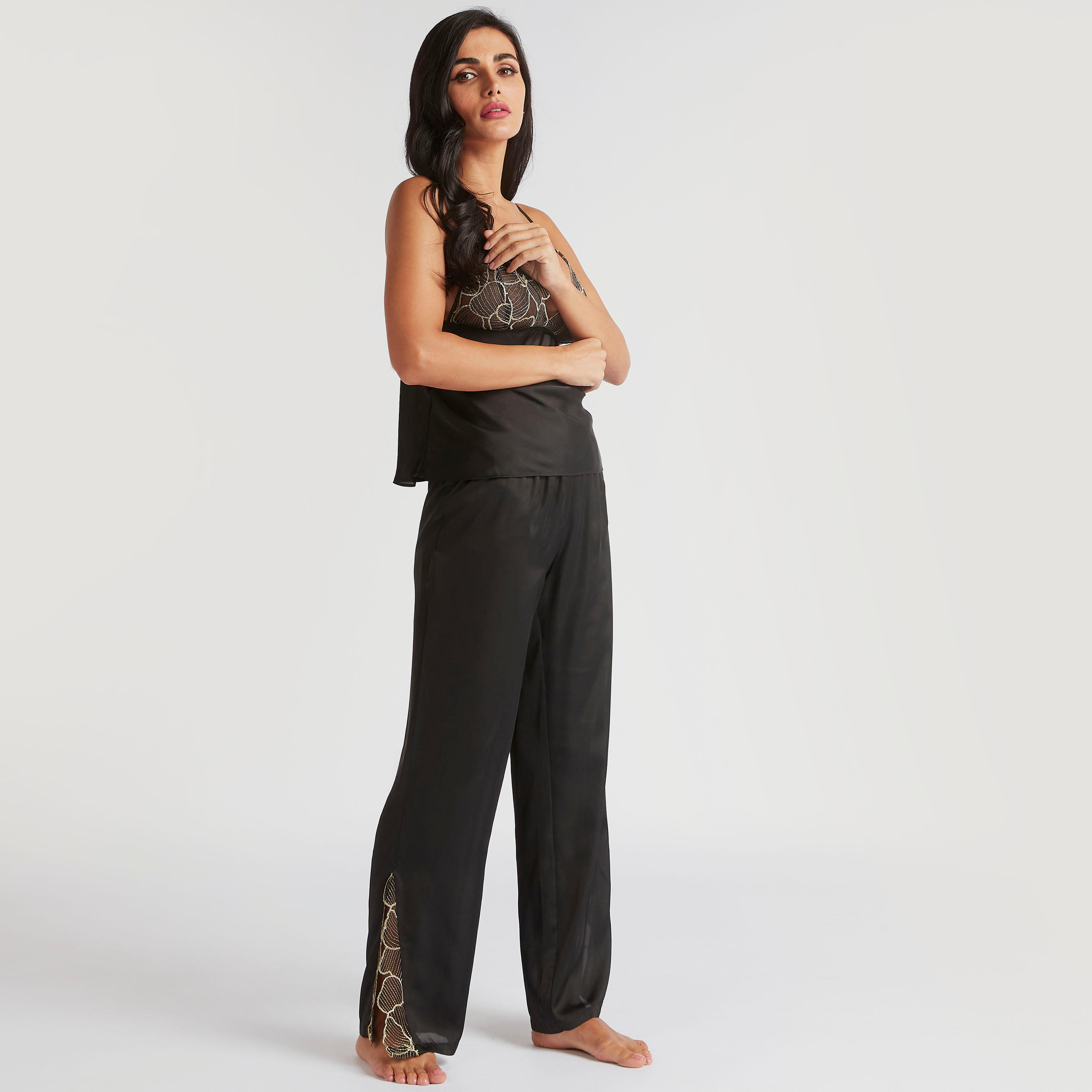 طقم بنطلون بيجاما وبلوزة كامي دانتيل-women-clothing-nightwear-pyjamas-longsets-image-6