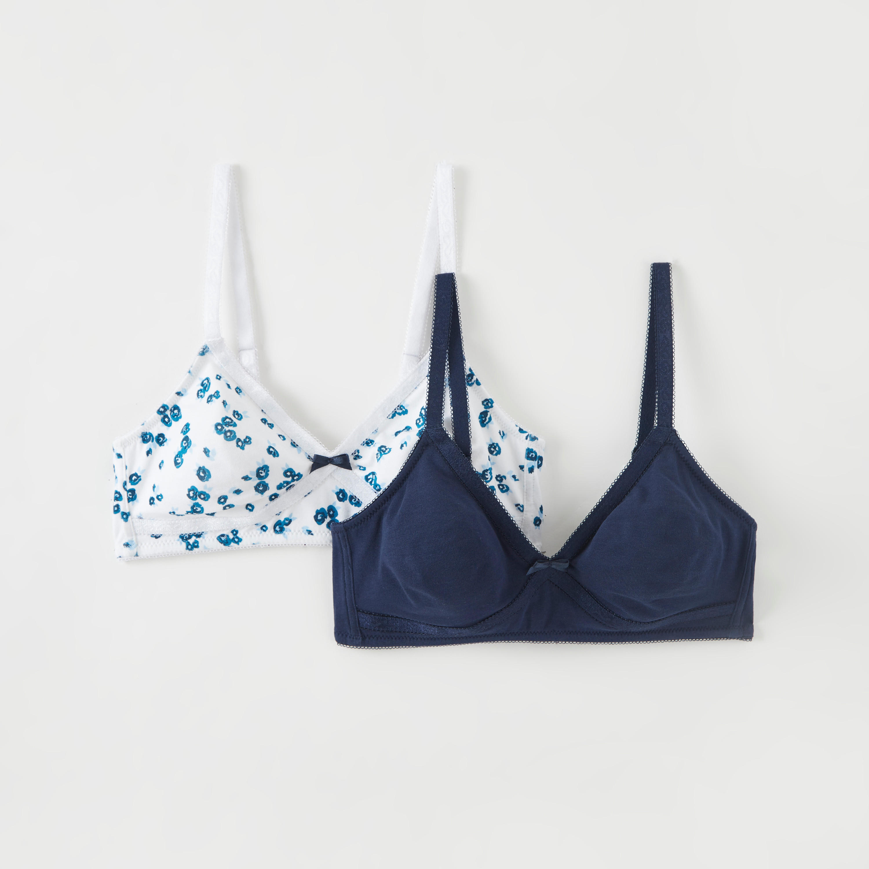 Set of 2 - Printed Basic Bra with Bow Accent-women-clothing-lingerie-bras-image-1