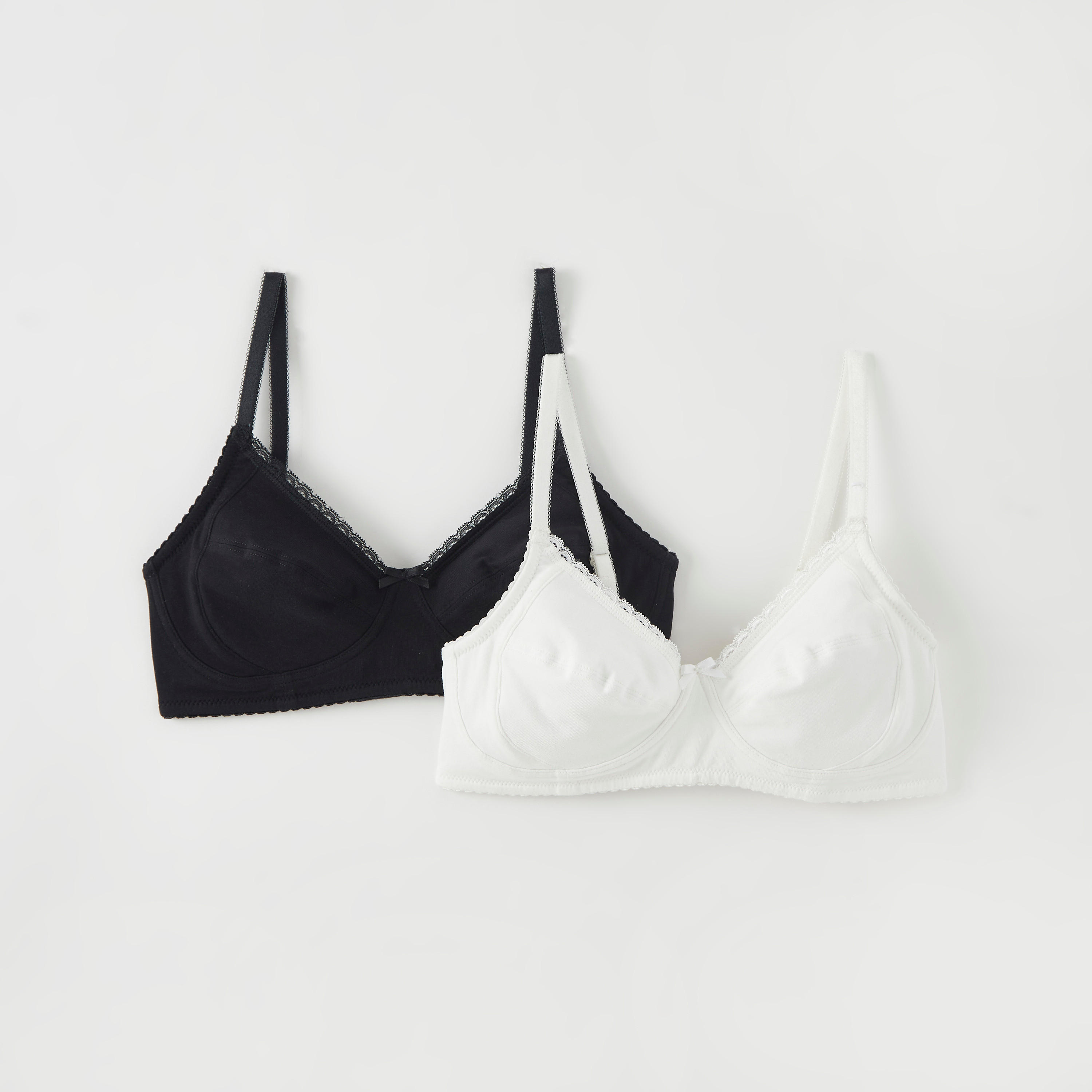Set of 2 - Solid Non-Padded Basic Bra with Lace Detail-women-clothing-lingerie-bras-image-1