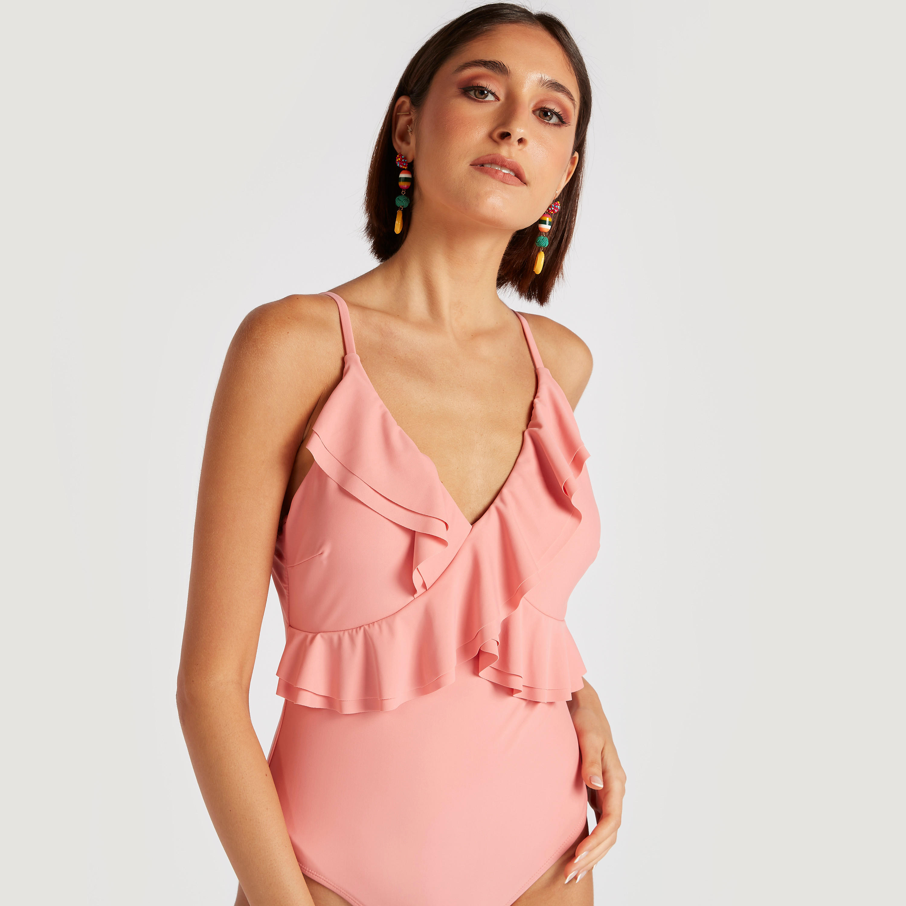 بدلة سباحة سادة بتفاصيل كشكش-women-clothing-swimandbeach-swimsuits-image-7