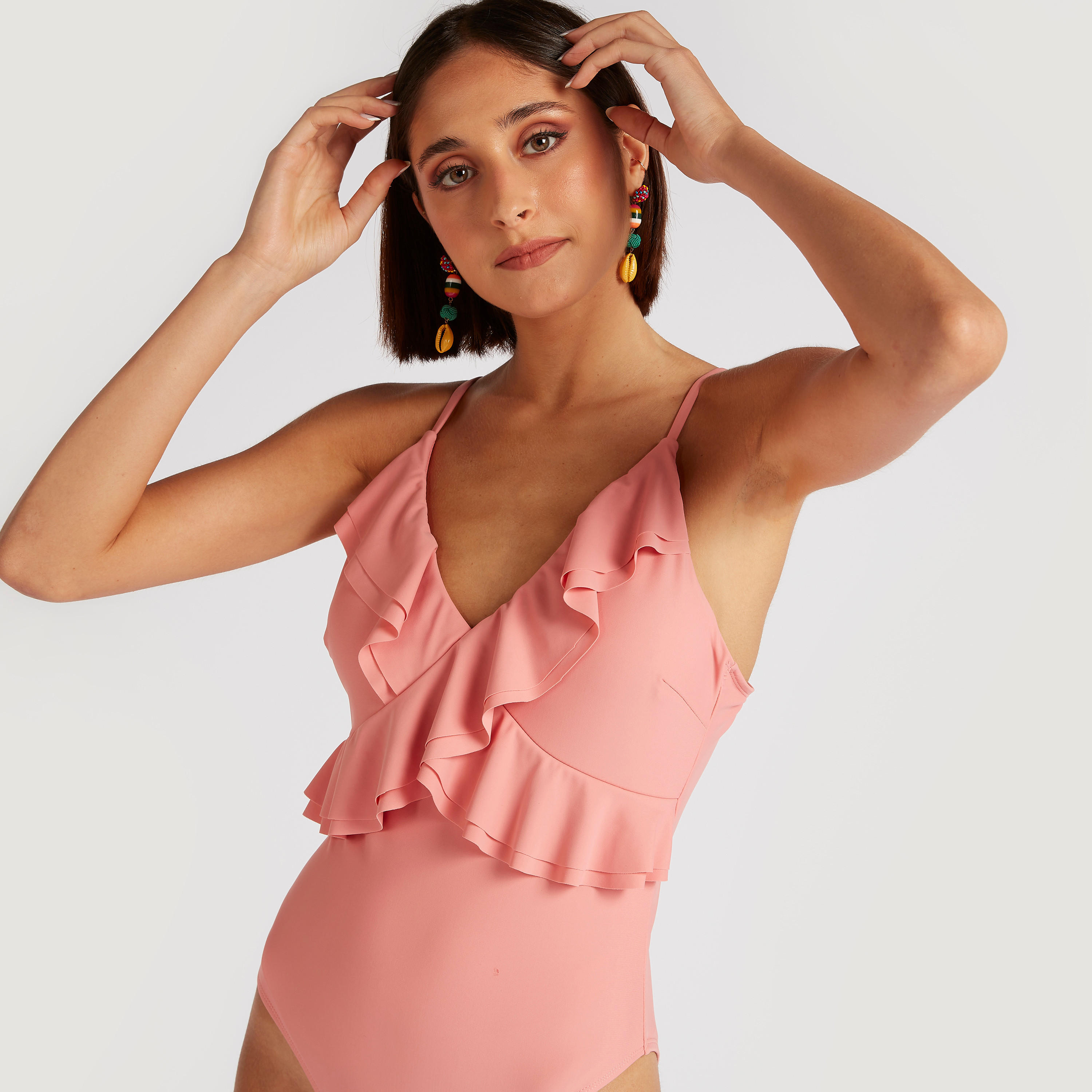 بدلة سباحة سادة بتفاصيل كشكش-women-clothing-swimandbeach-swimsuits-image-4
