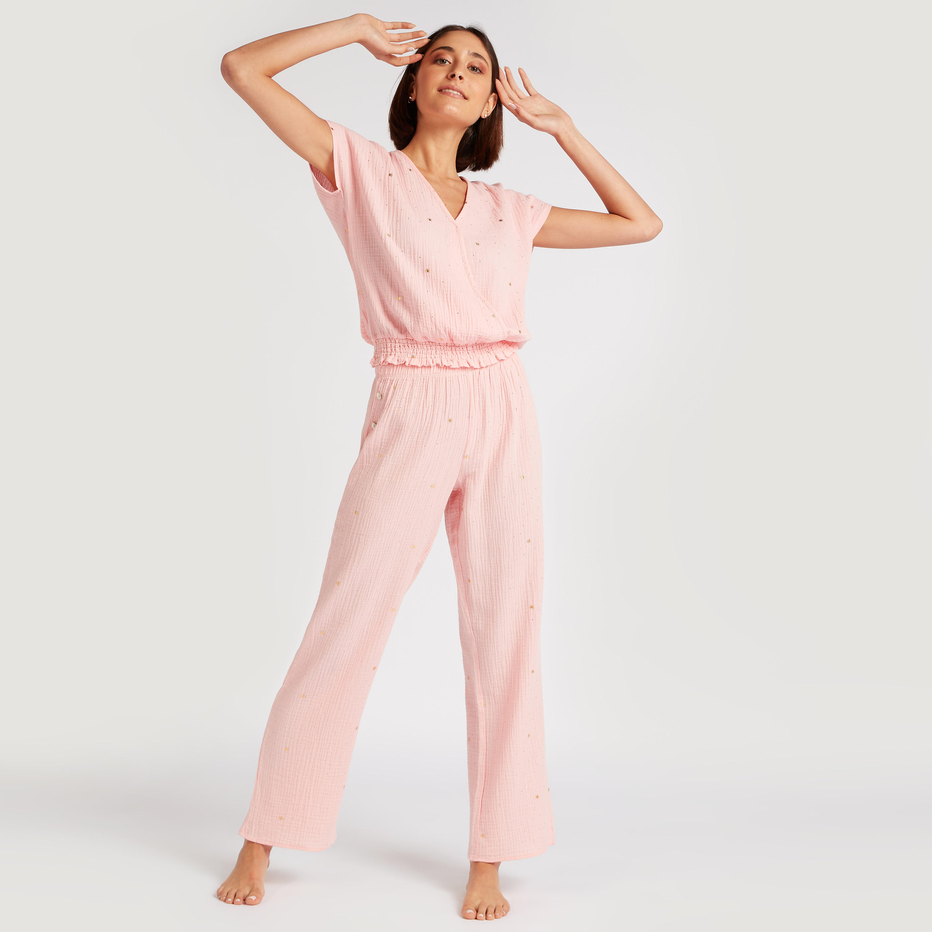 طقم بنطلون بيجاما وقميص بأكمام كاب وطبعات-women-clothing-nightwear-pyjamas-longsets-image-6