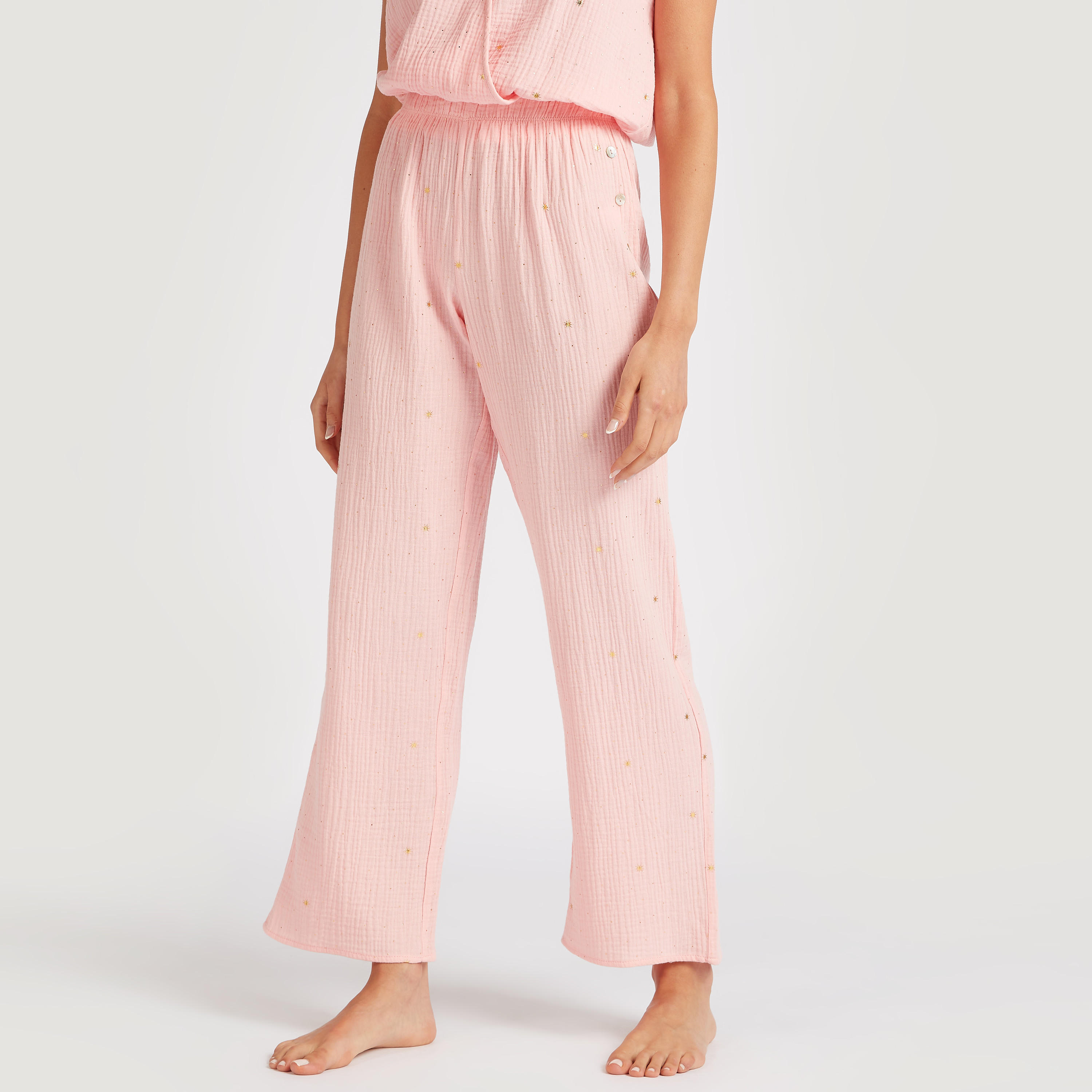 طقم بنطلون بيجاما وقميص بأكمام كاب وطبعات-women-clothing-nightwear-pyjamas-longsets-image-3