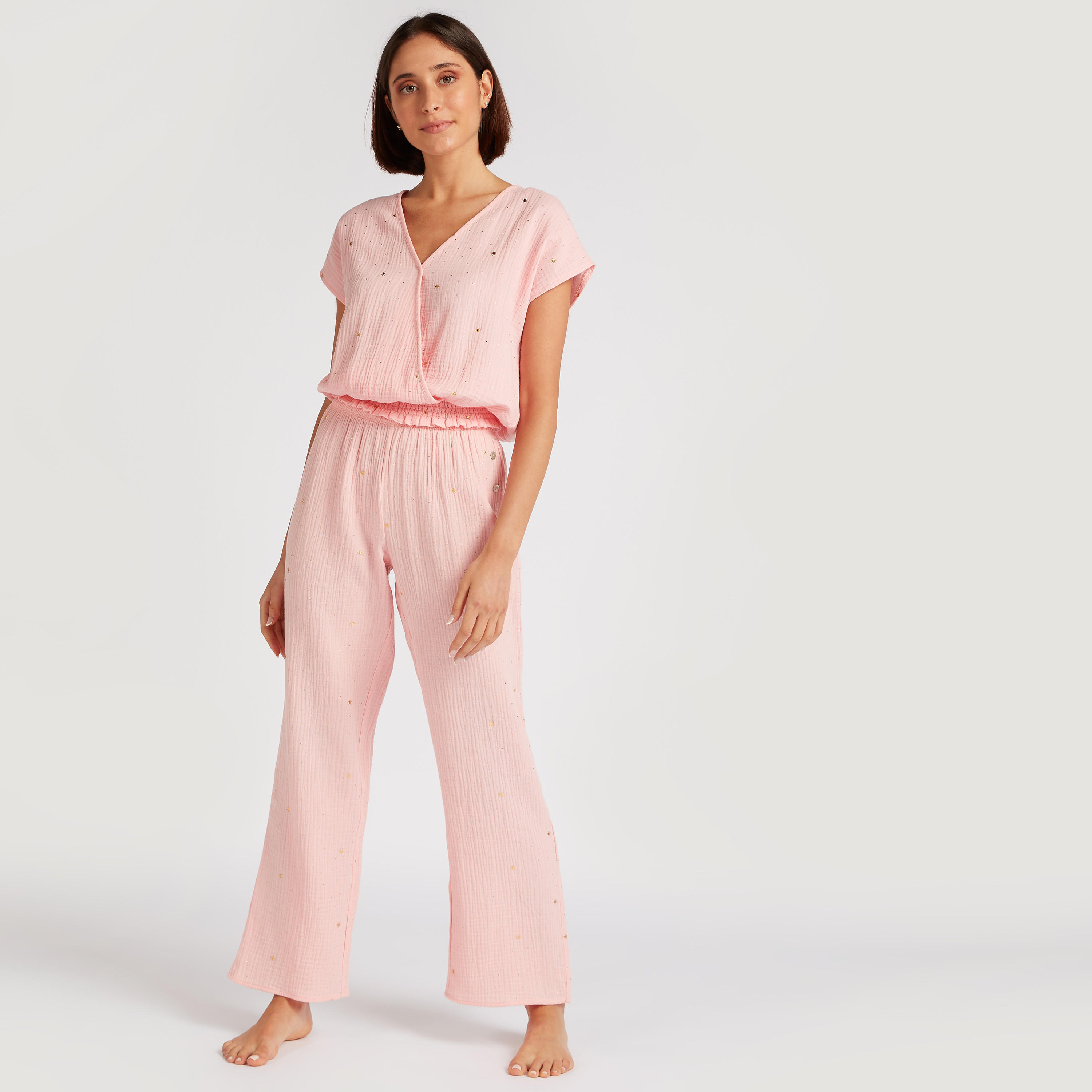 طقم بنطلون بيجاما وقميص بأكمام كاب وطبعات-women-clothing-nightwear-pyjamas-longsets-image-2