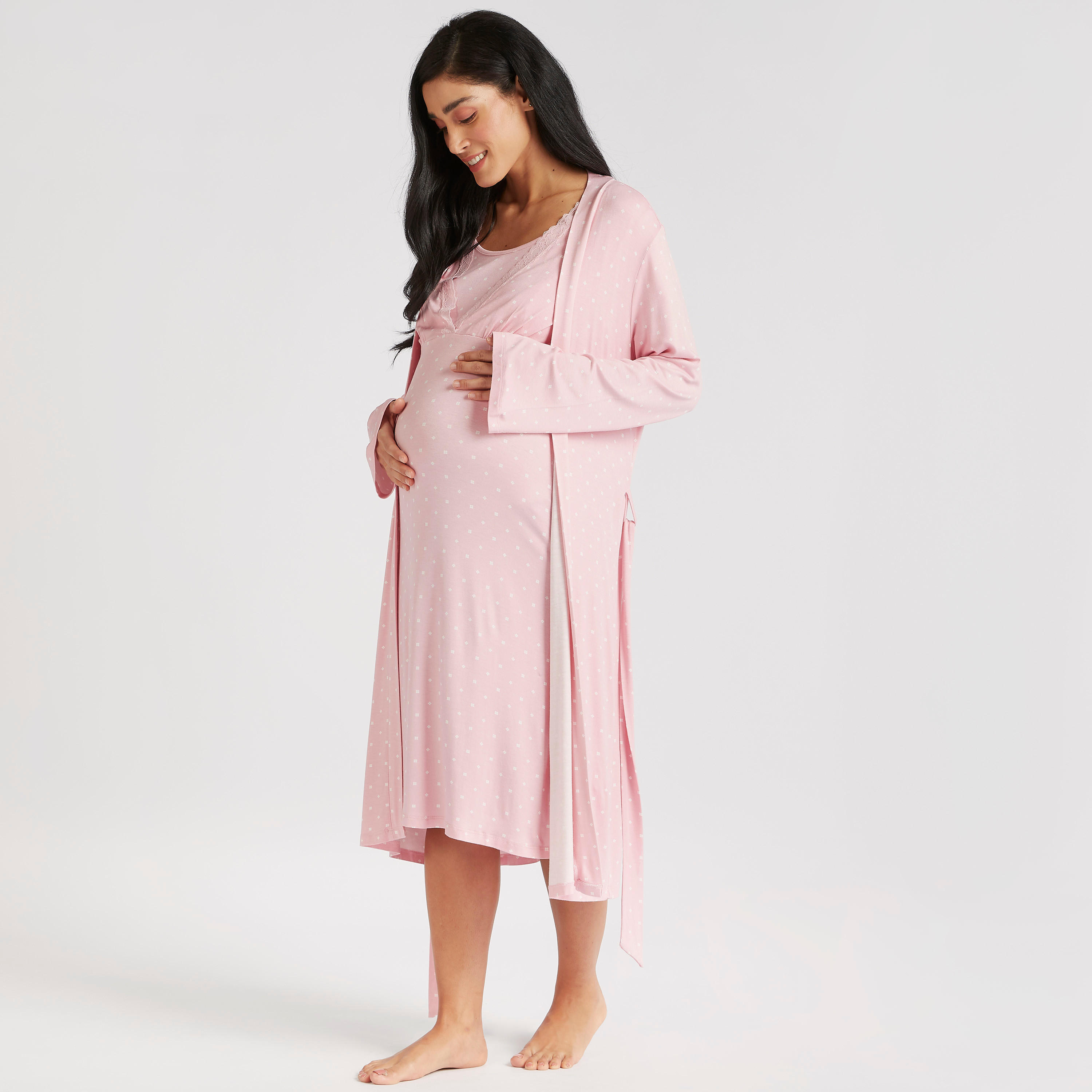 Printed Maternity Robe with Belt and Long Sleeves-women-clothing-maternity-nightwear-image-2
