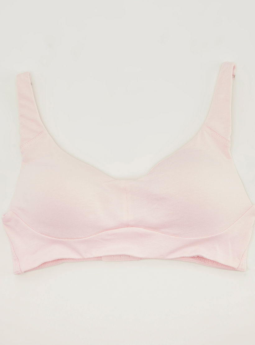 Solid Light Padded Demi Bra with Hook and Eye Closure-women-clothing-lingerie-bras-image-1