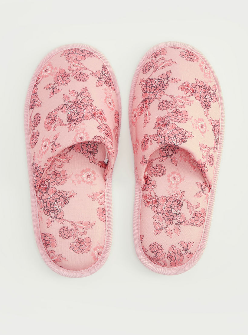شبشب غرفة نوم سهل الارتداء بطبعات أزهار-women-clothing-nightwear-bedroomslippers-image-1