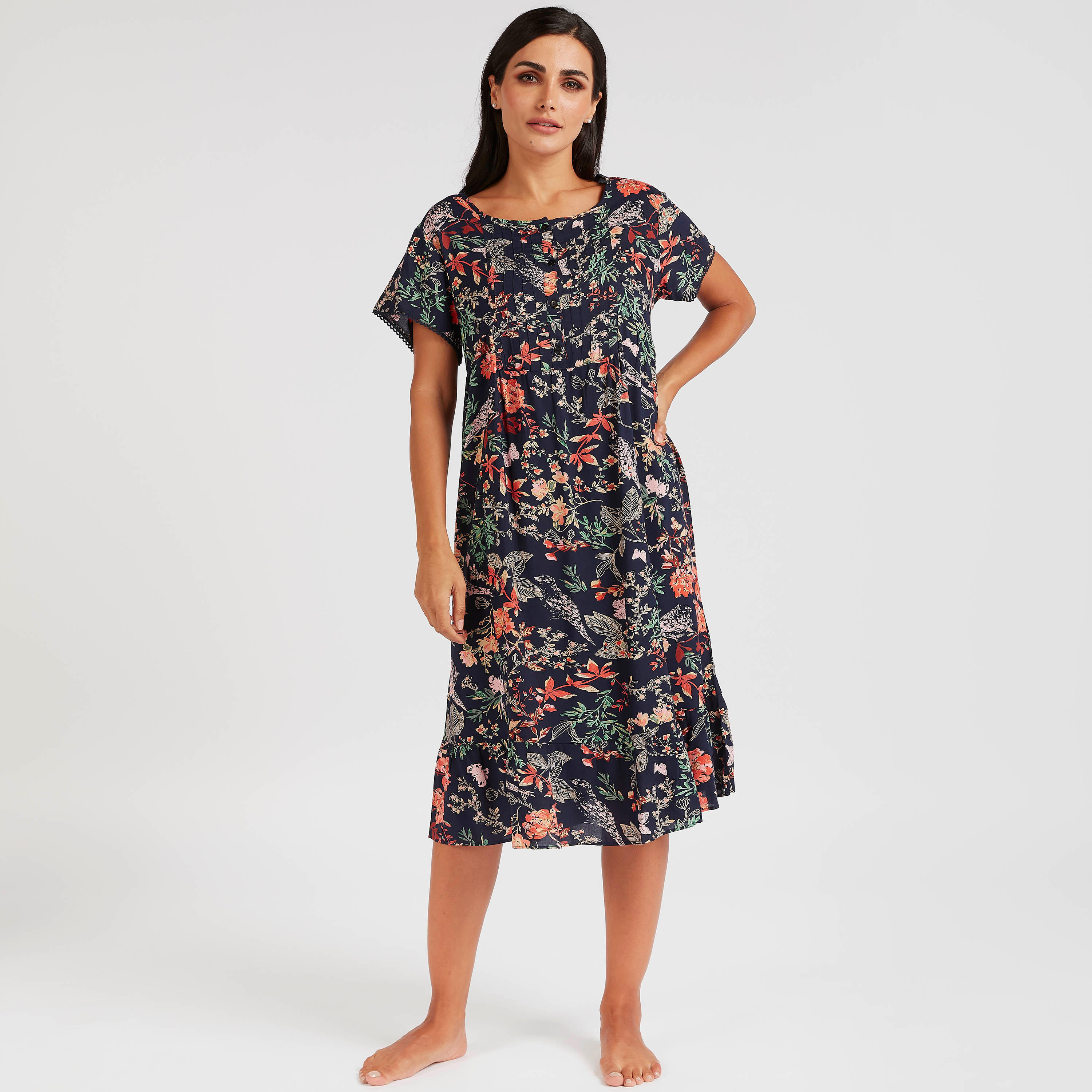 ثوب نوم بياقة مستديرة وأكمام قصيرة وطبعات-women-clothing-nightwear-nighties-image-2