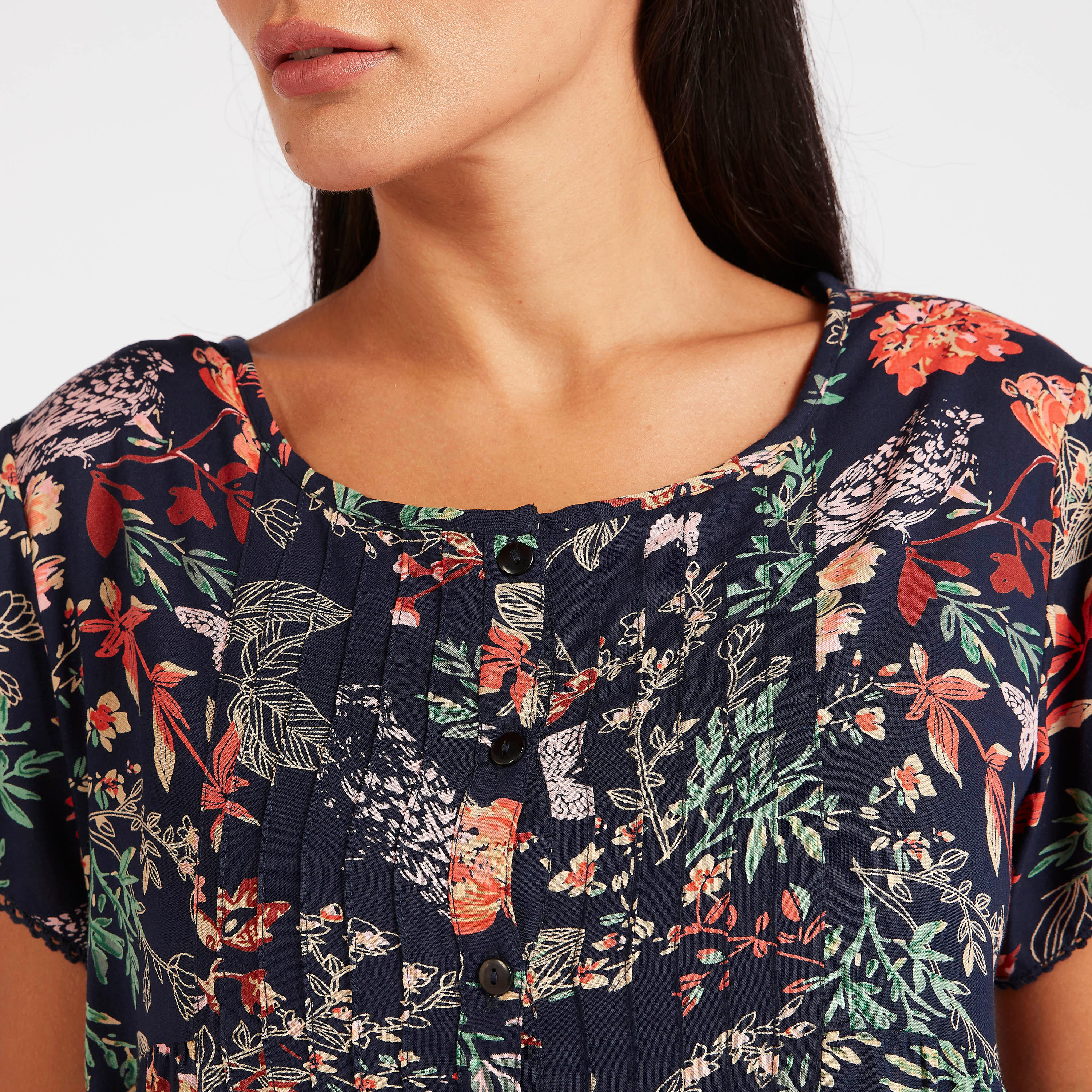 ثوب نوم بياقة مستديرة وأكمام قصيرة وطبعات-women-clothing-nightwear-nighties-image-3